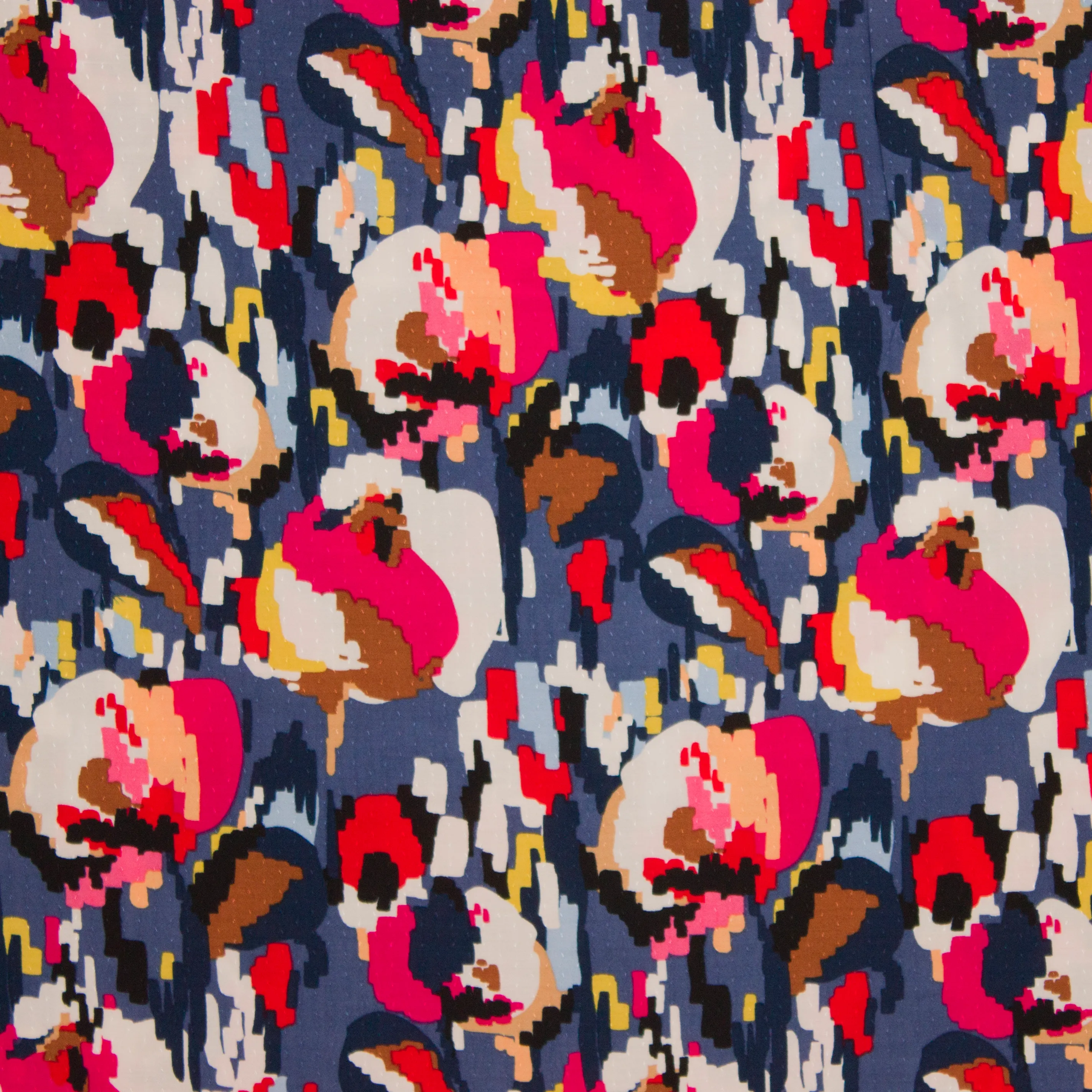 Viscose met abstract patroon in verschillende kleuren