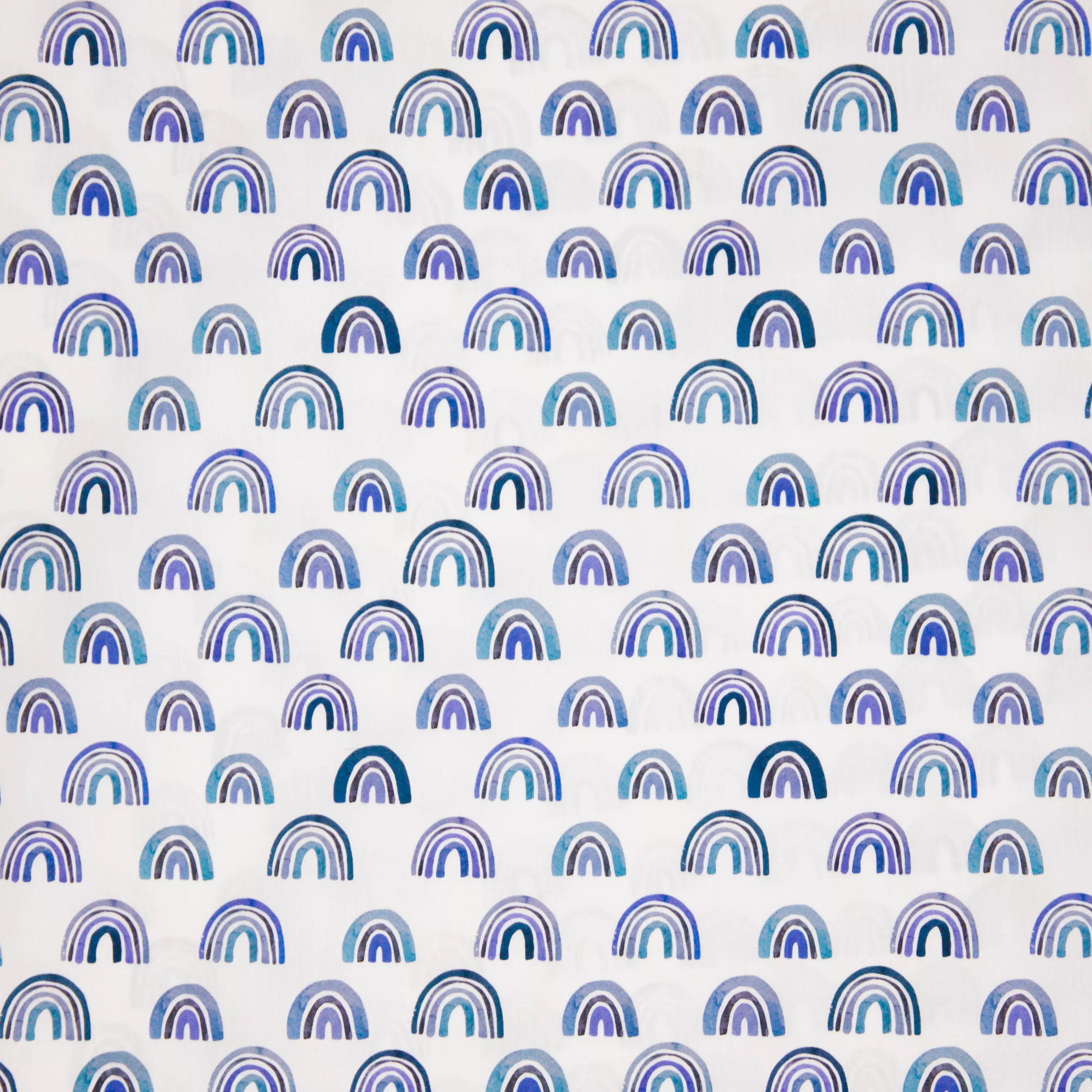 Witte katoen met blauwe regenbogen