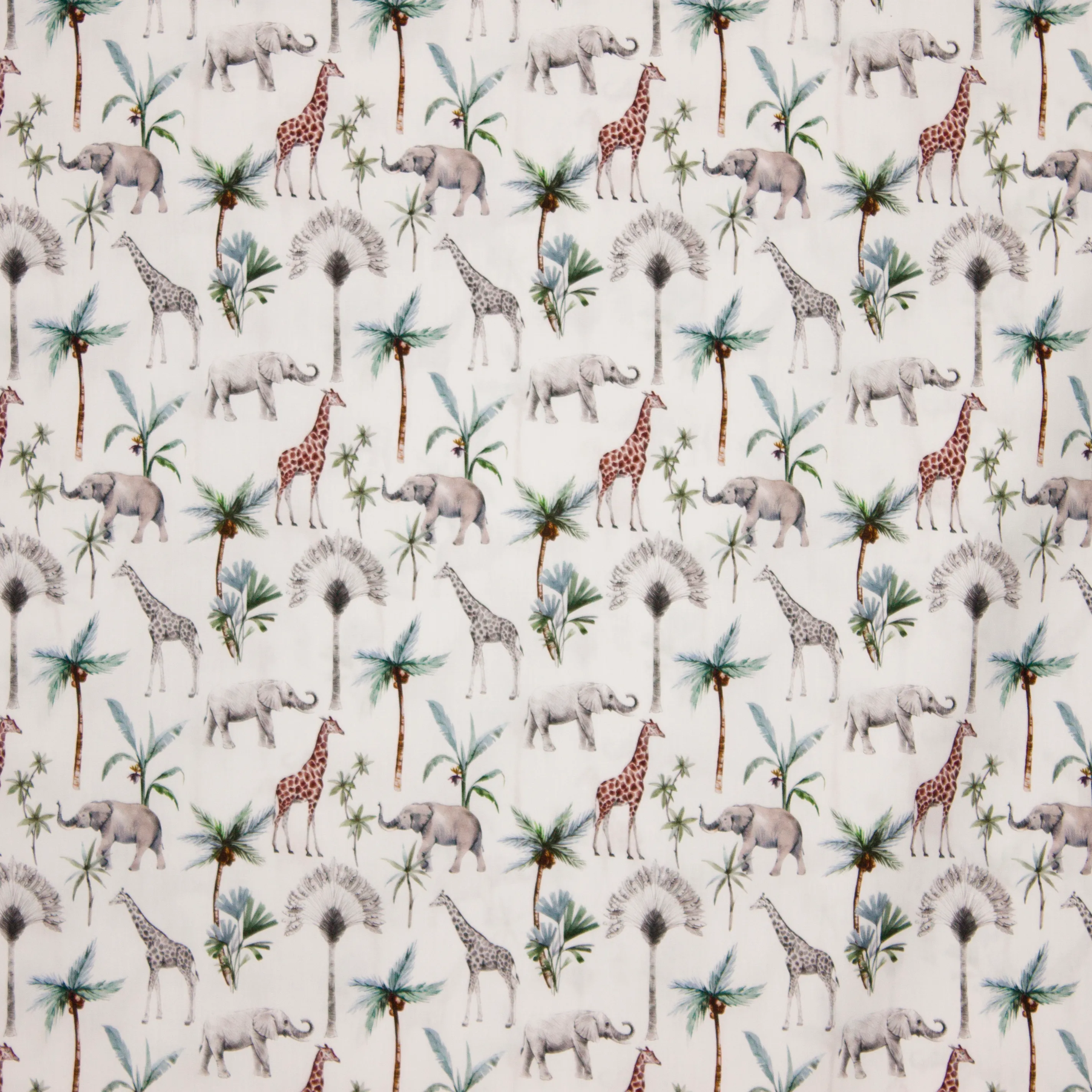 Witte katoen met dieren