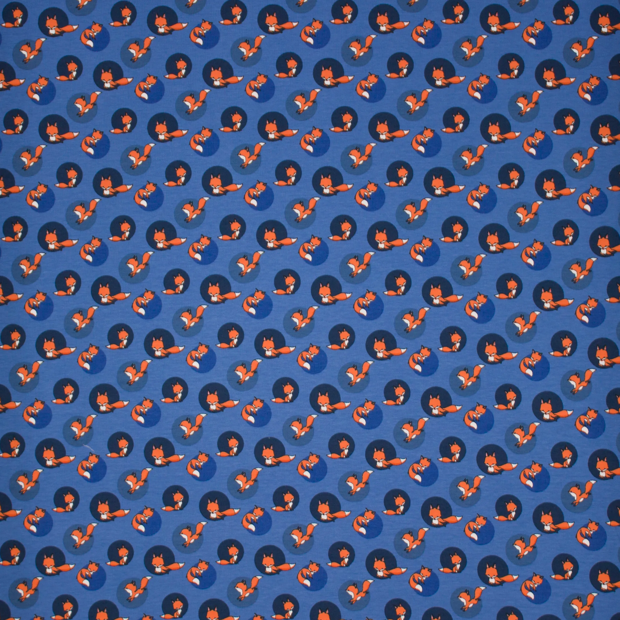 Blauwe tricot met vosjes
