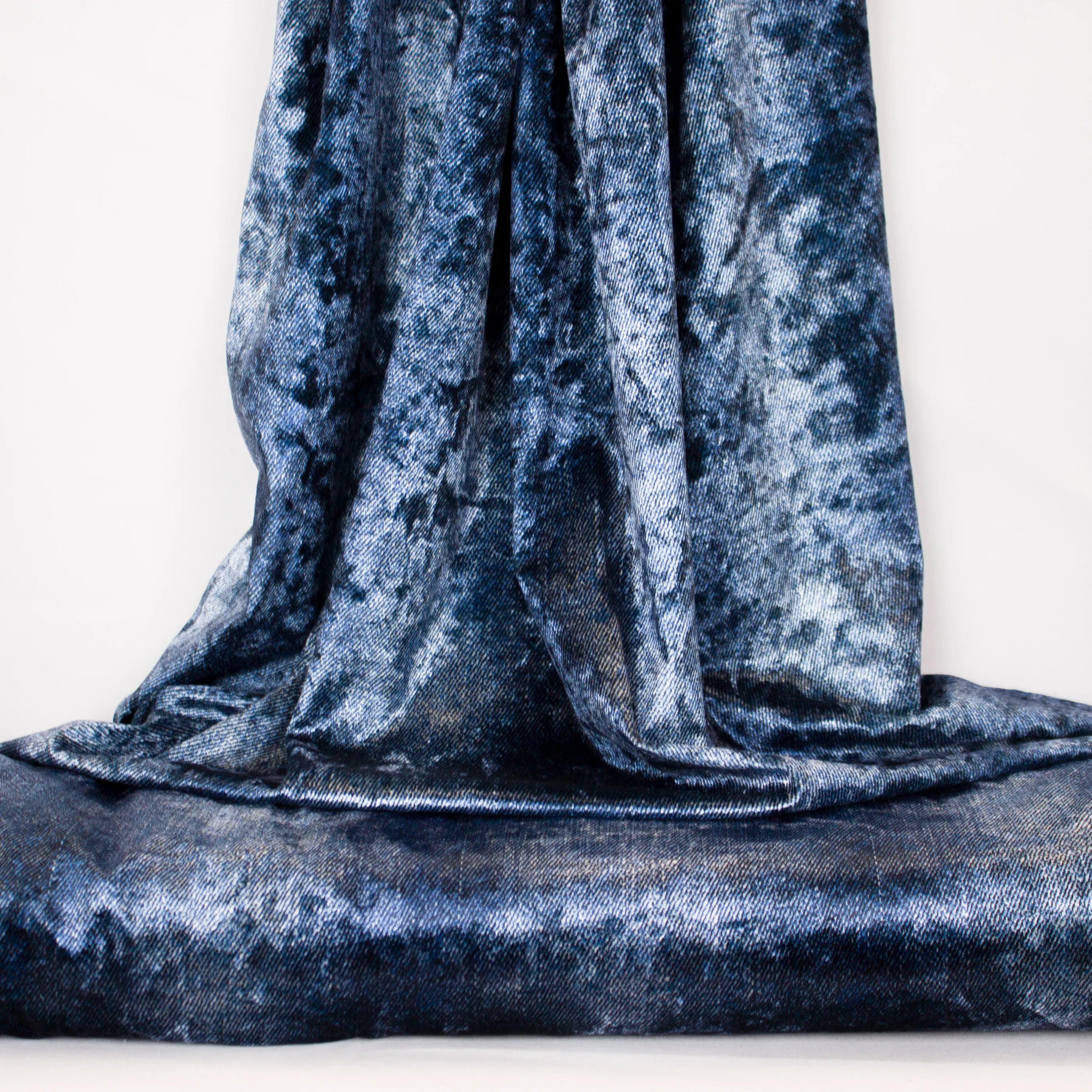 Blauwe/witte soepele polyester fluweel