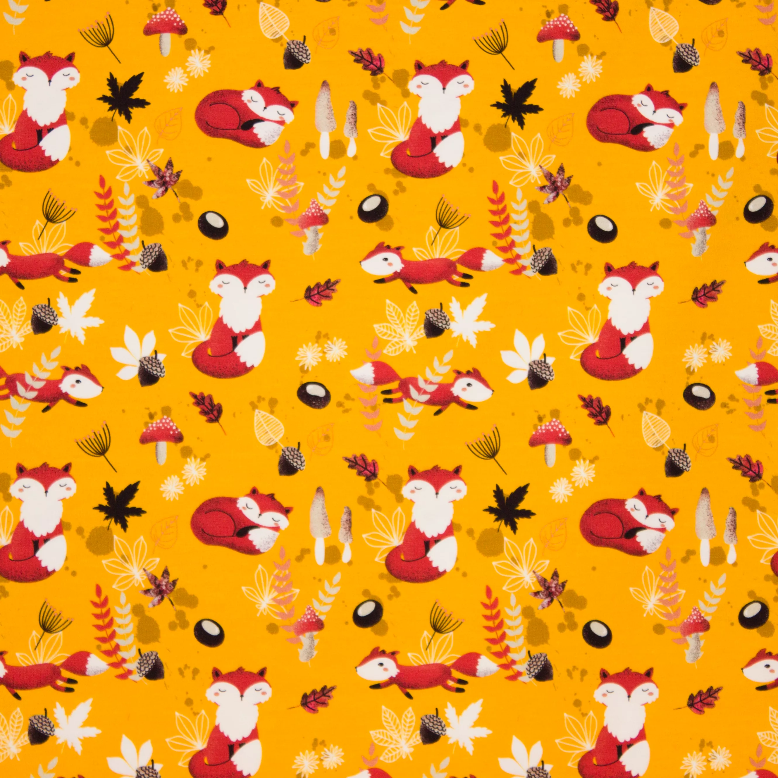 Gele tricot met vosjes