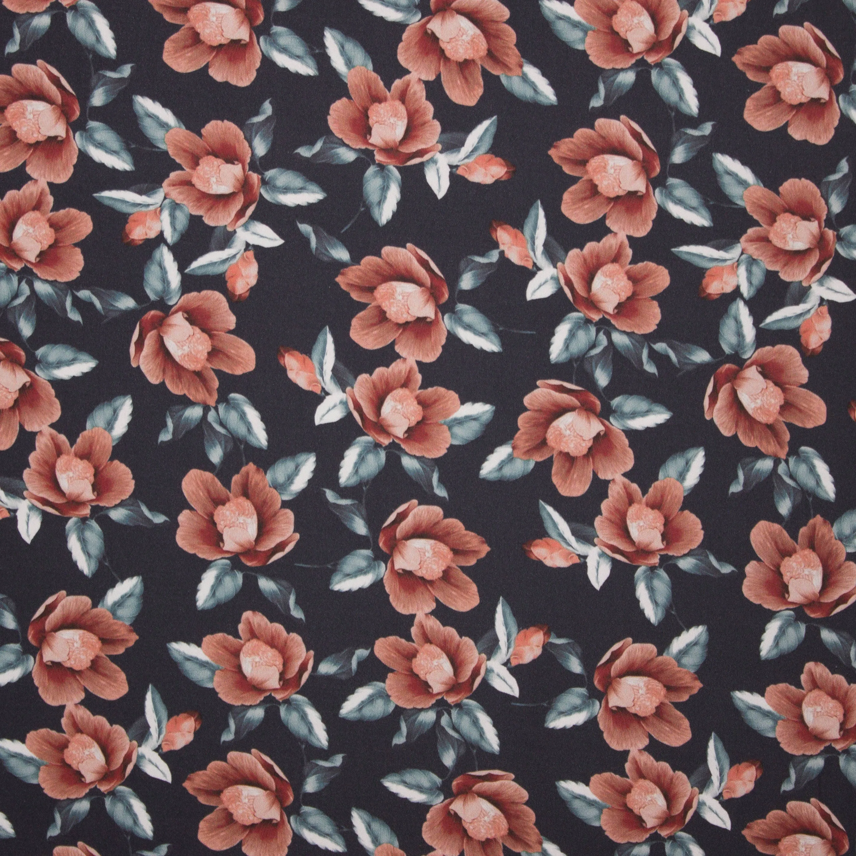 Zwarte viscose met bloemenmotief