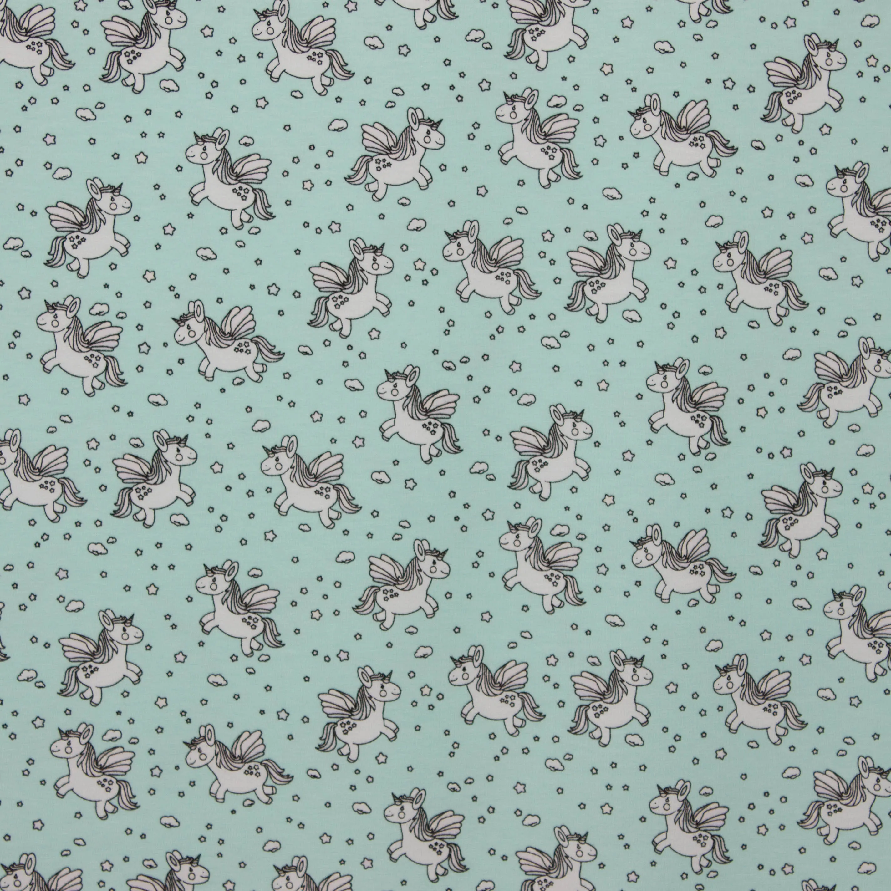 Kleur veranderende tricot met eenhoorns 'Glow in the sun' van Poppy