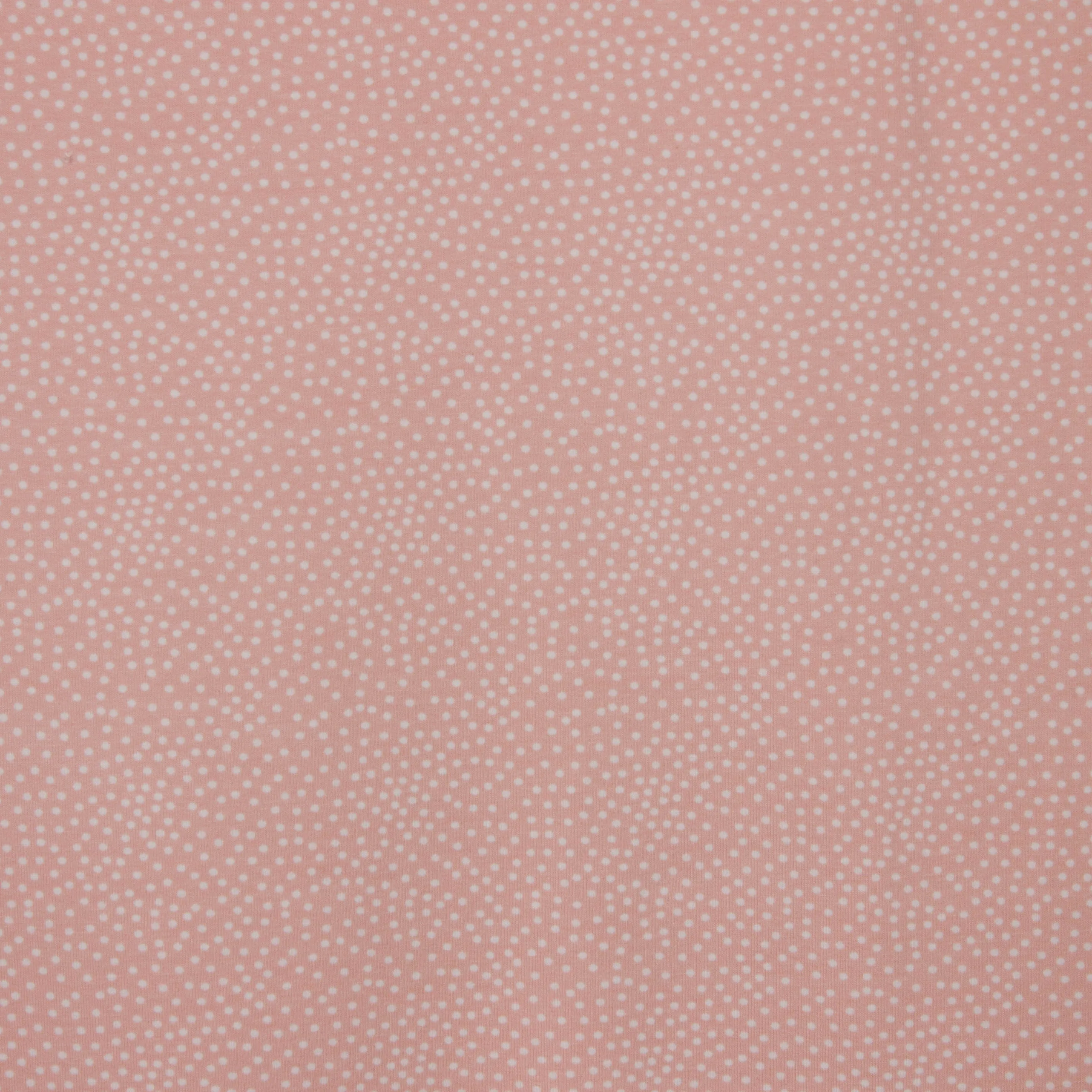Roze french terry met witte stipjes -  'Tiny dots' van Poppy