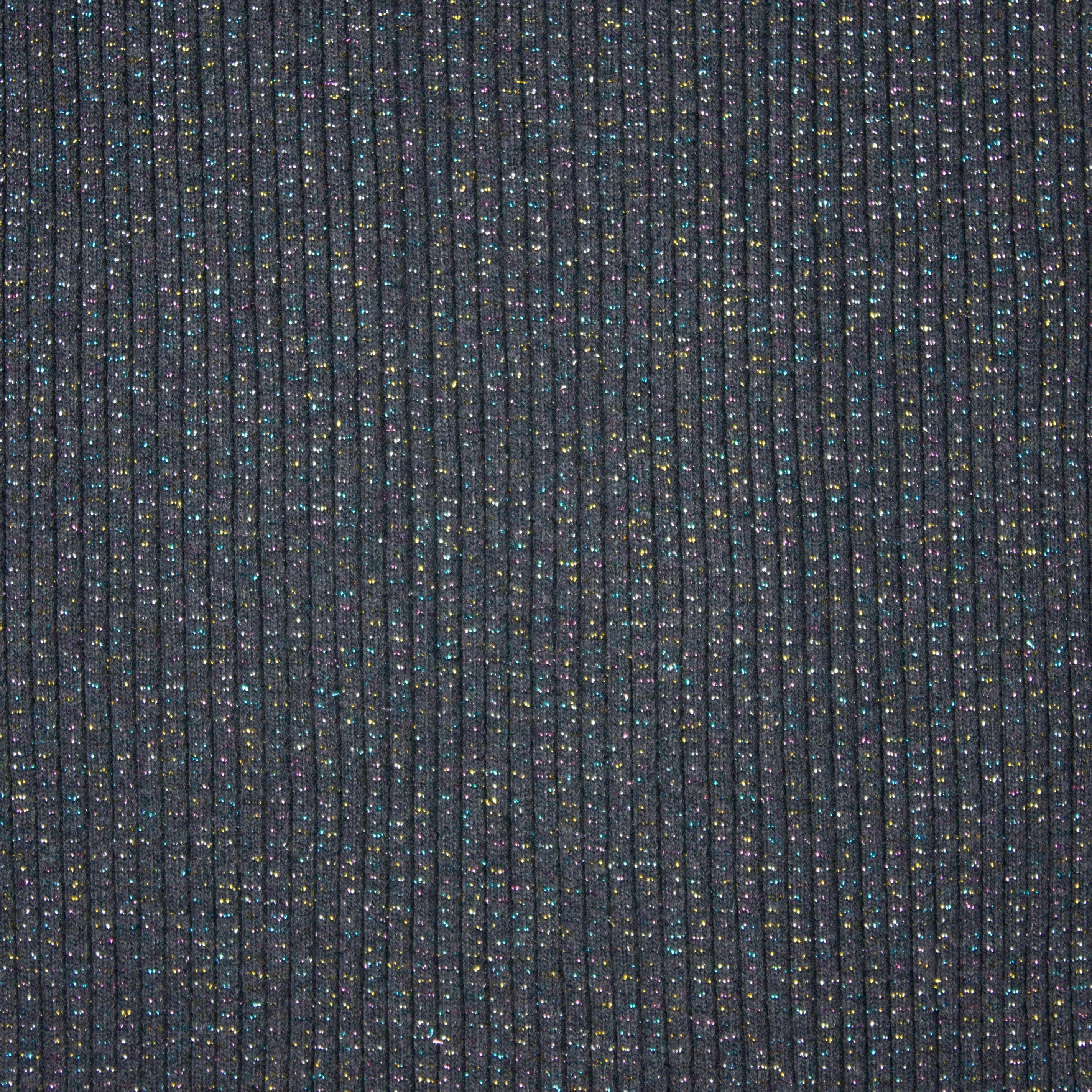 Grijsblauwe geribde boordstof met gekleurde glitters