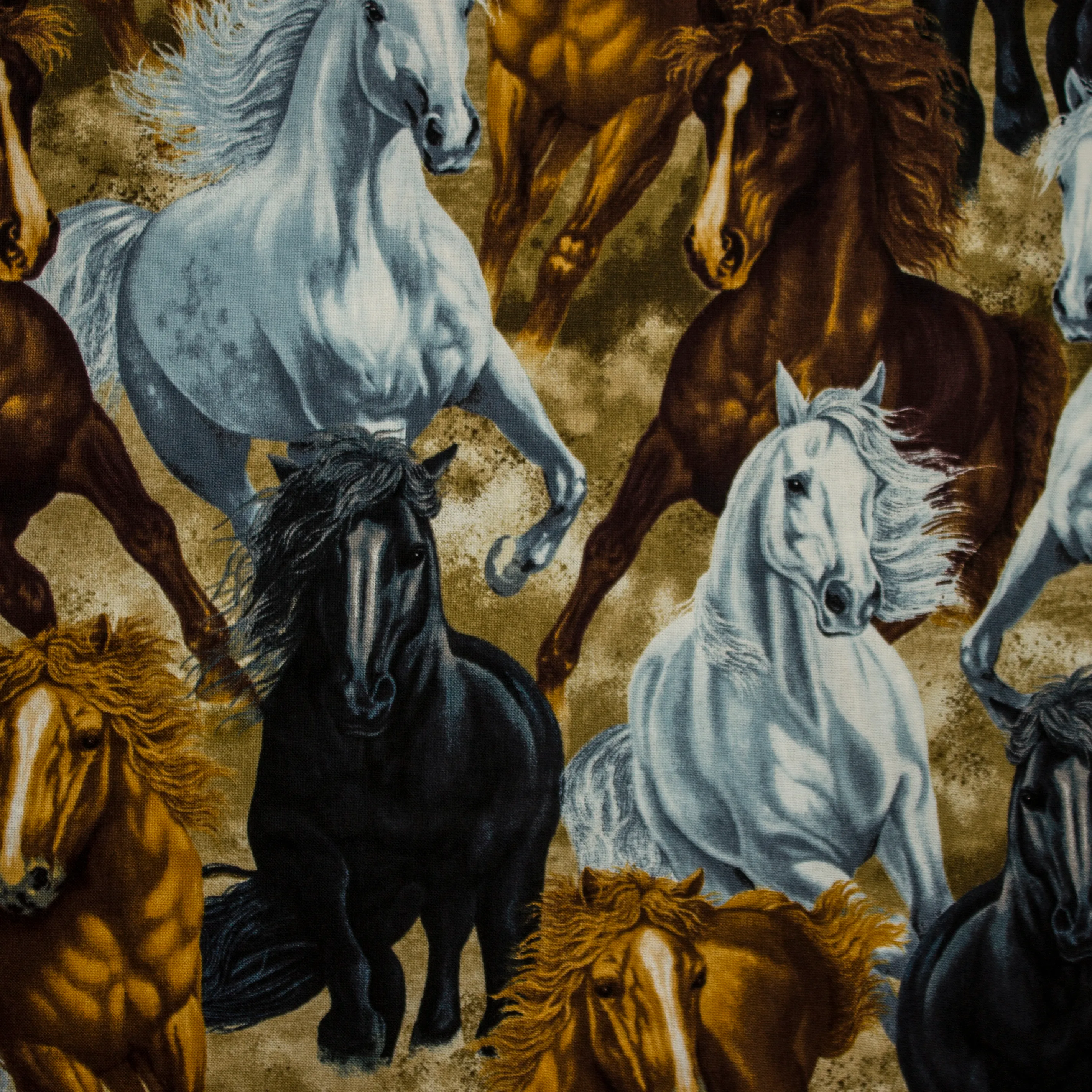 Bruine katoen met paarden