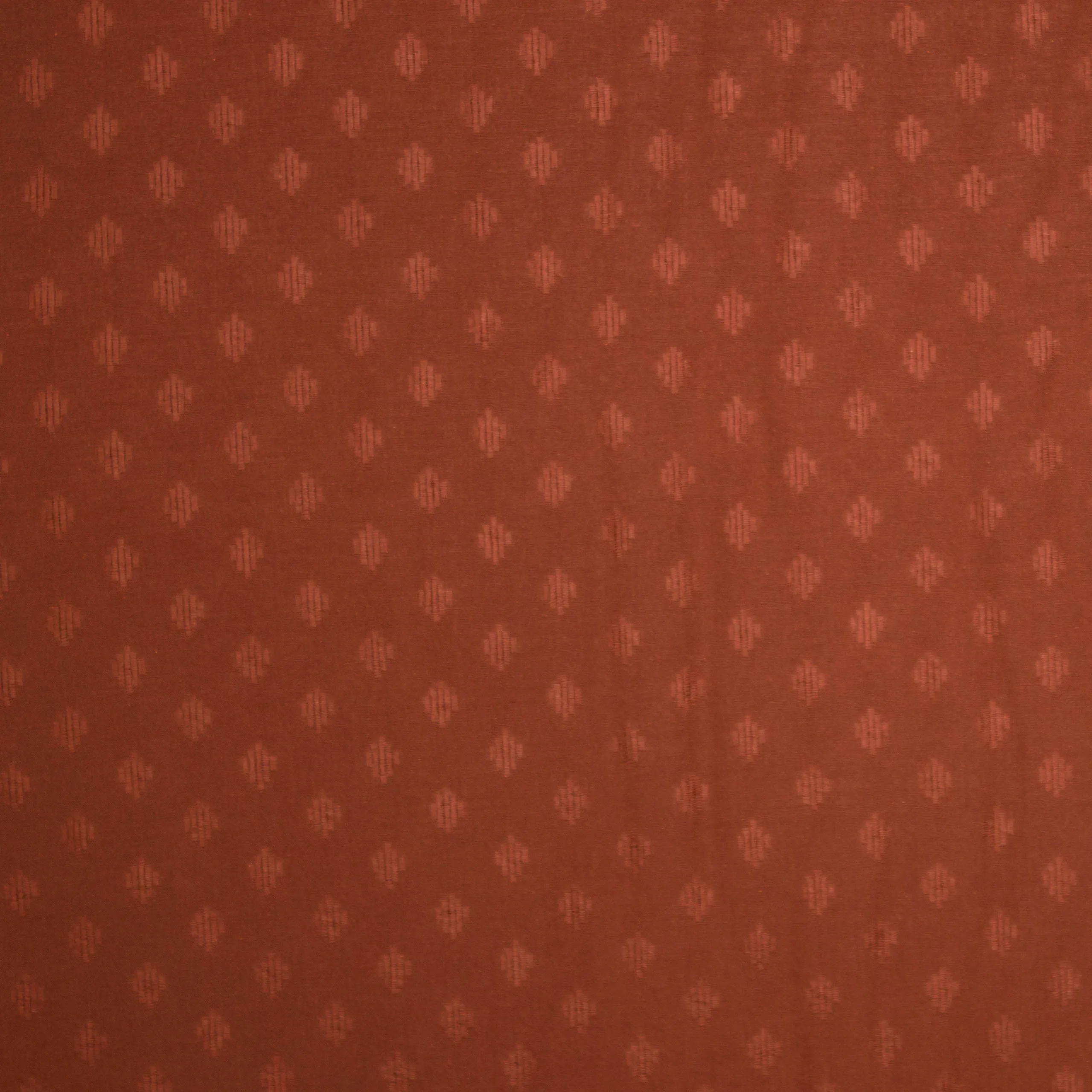 Roestkleurige viscose met glanzend abstract motiefje van 'Atelier Brunette'
