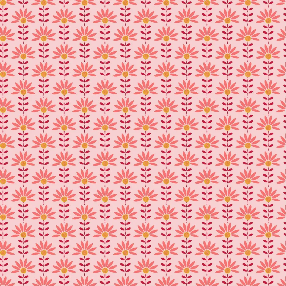 Roze katoen met bloemetjes van Poppy