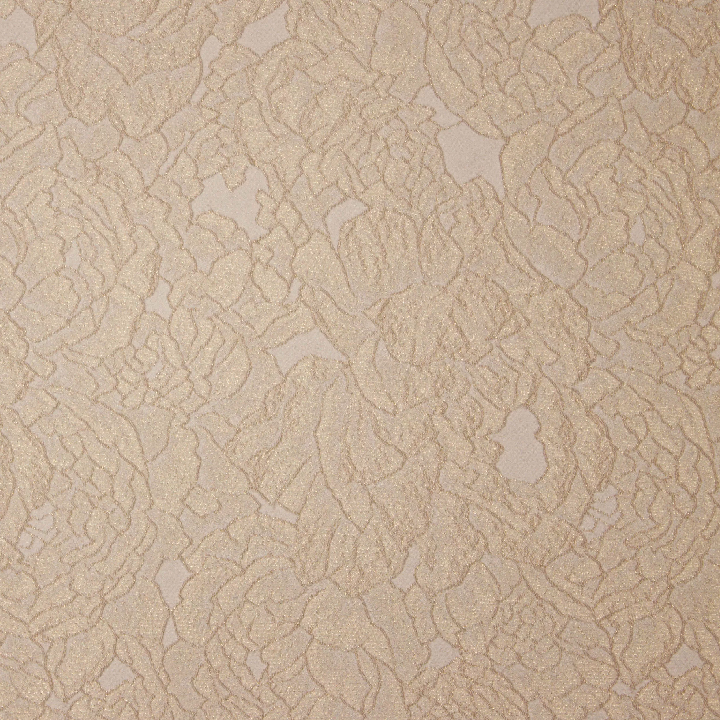 Italiaanse jacquard met bloemenmotief in beige gouden glitter