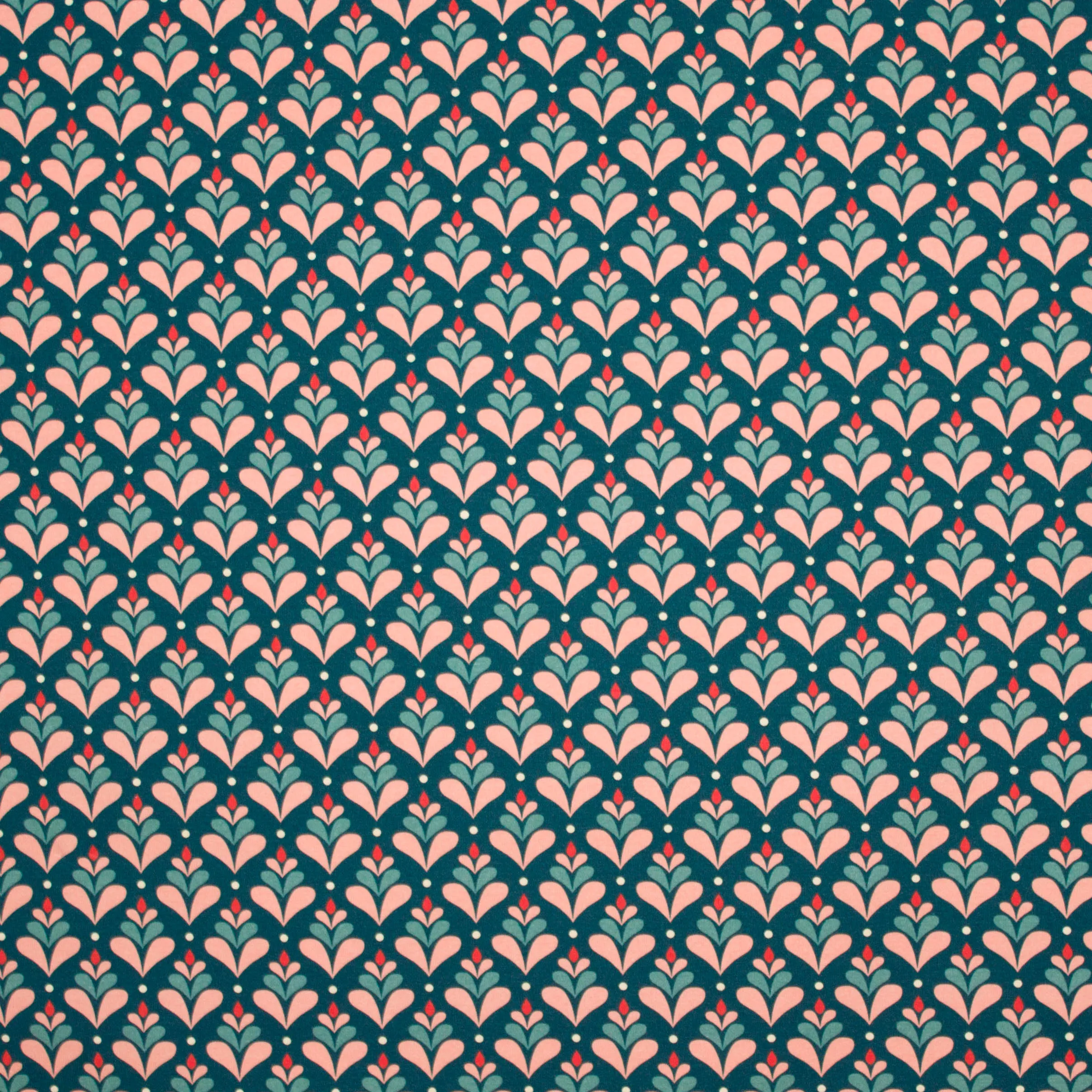 Groene organische tricot met retro motief van 'Lillestoff'