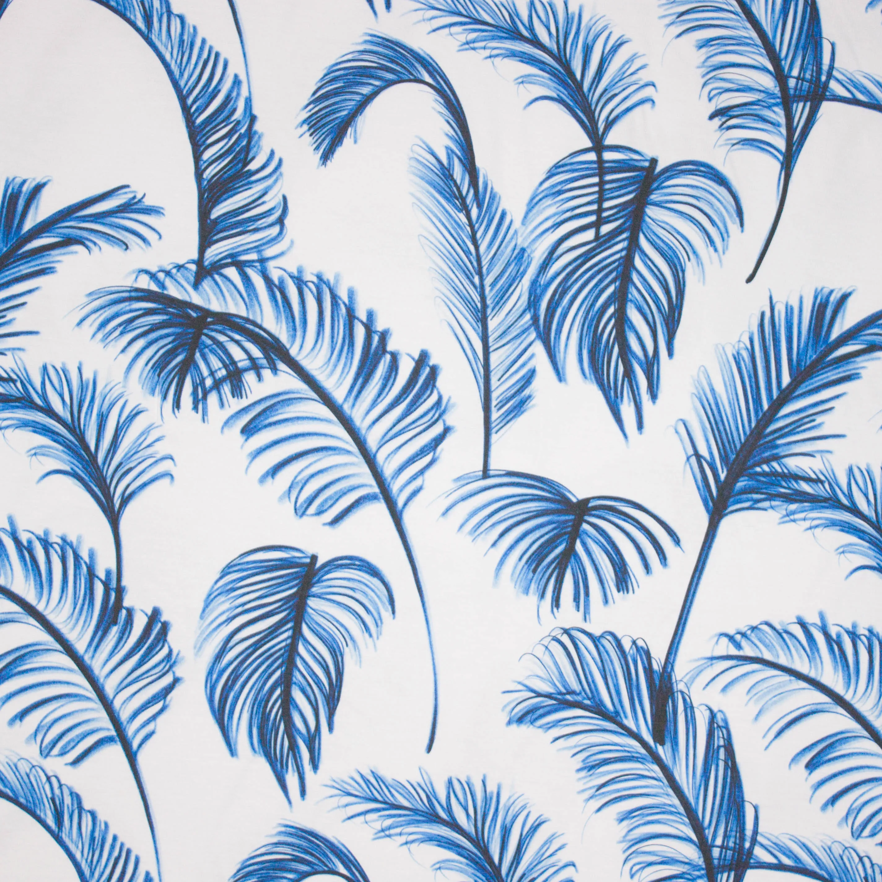 Witte modal tricot met blauwe veren van 'Lillestoff'