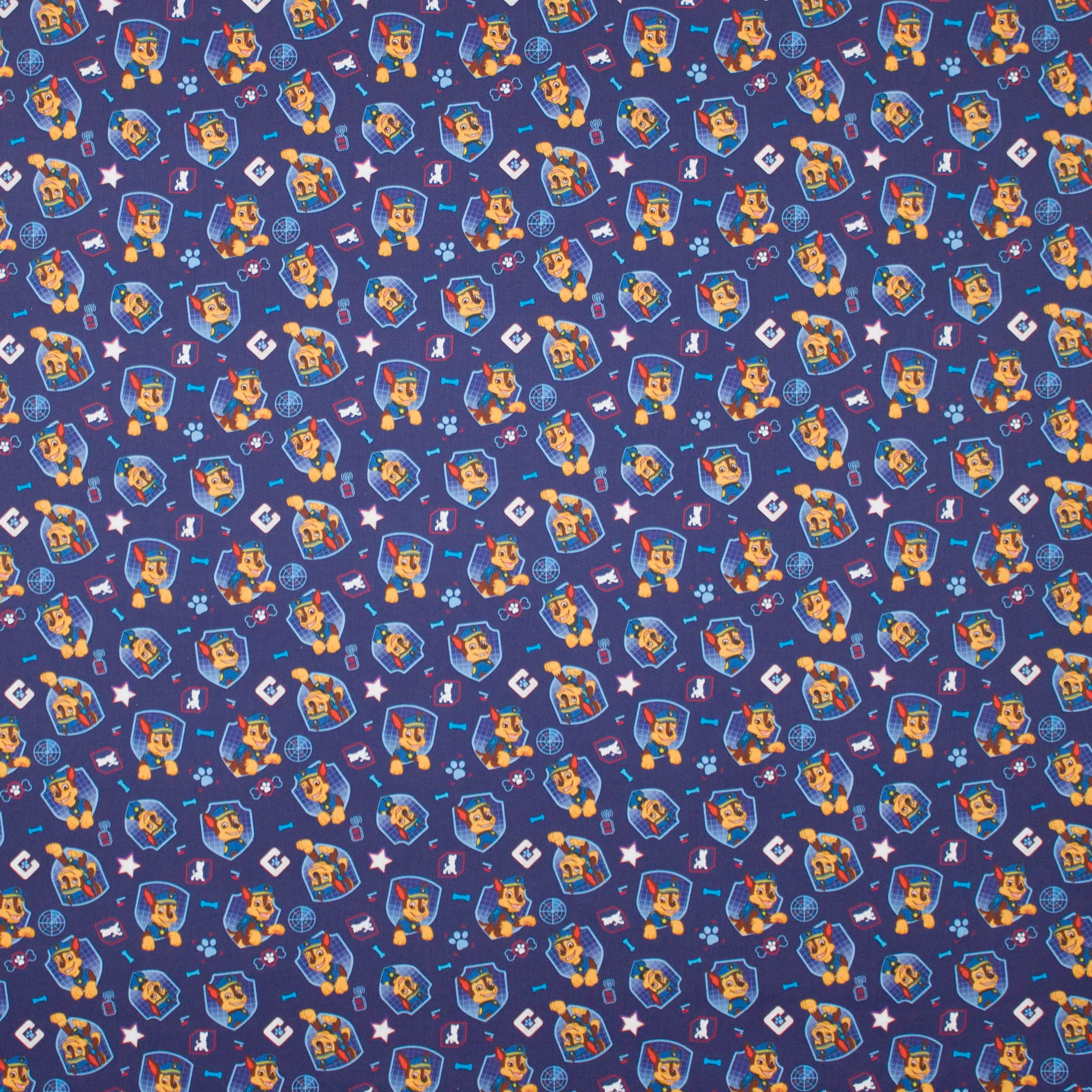 Donkerblauw katoentje met honden motief van Paw Patrol