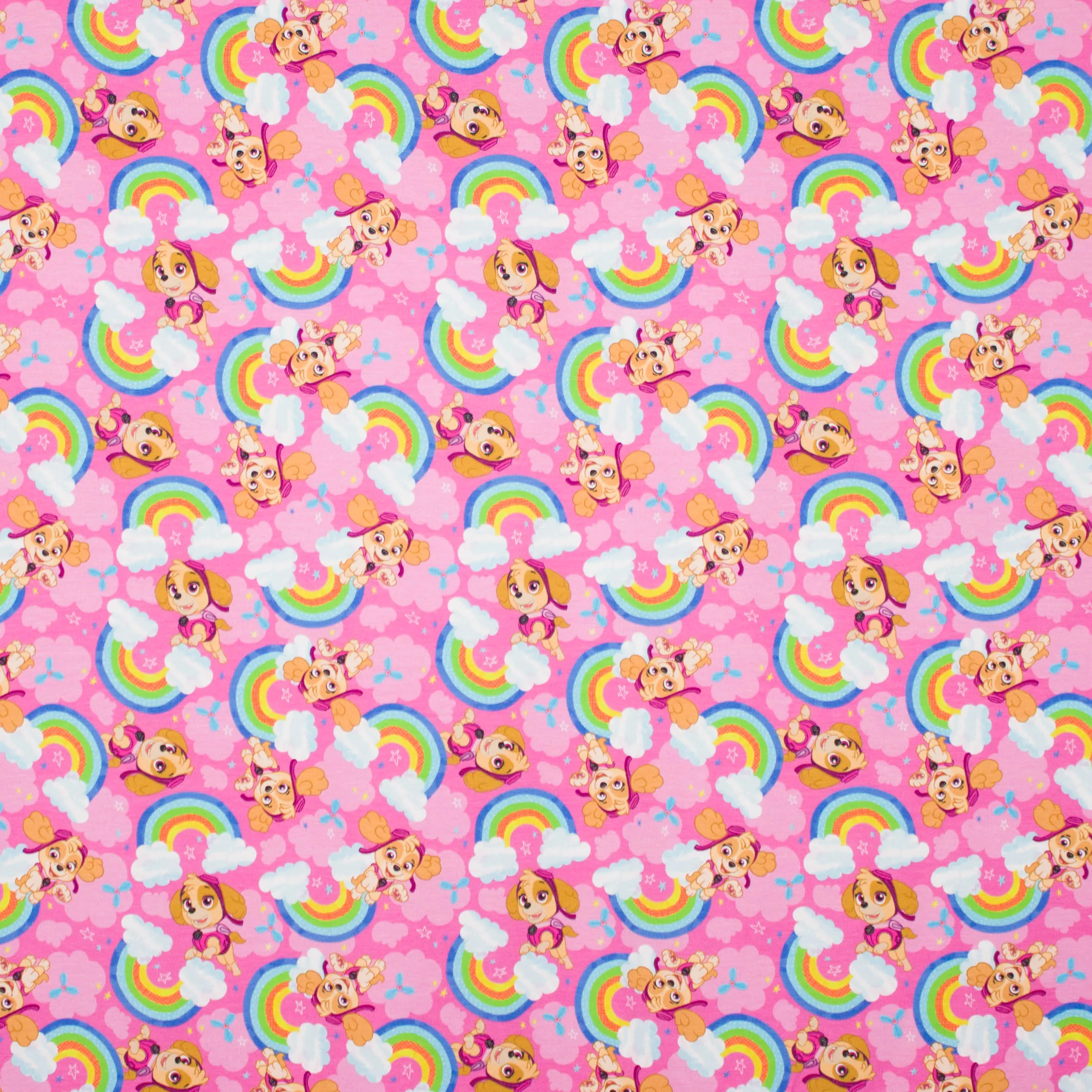 Tricot roze met honden, regenboog en wolken motief van Paw Patrol