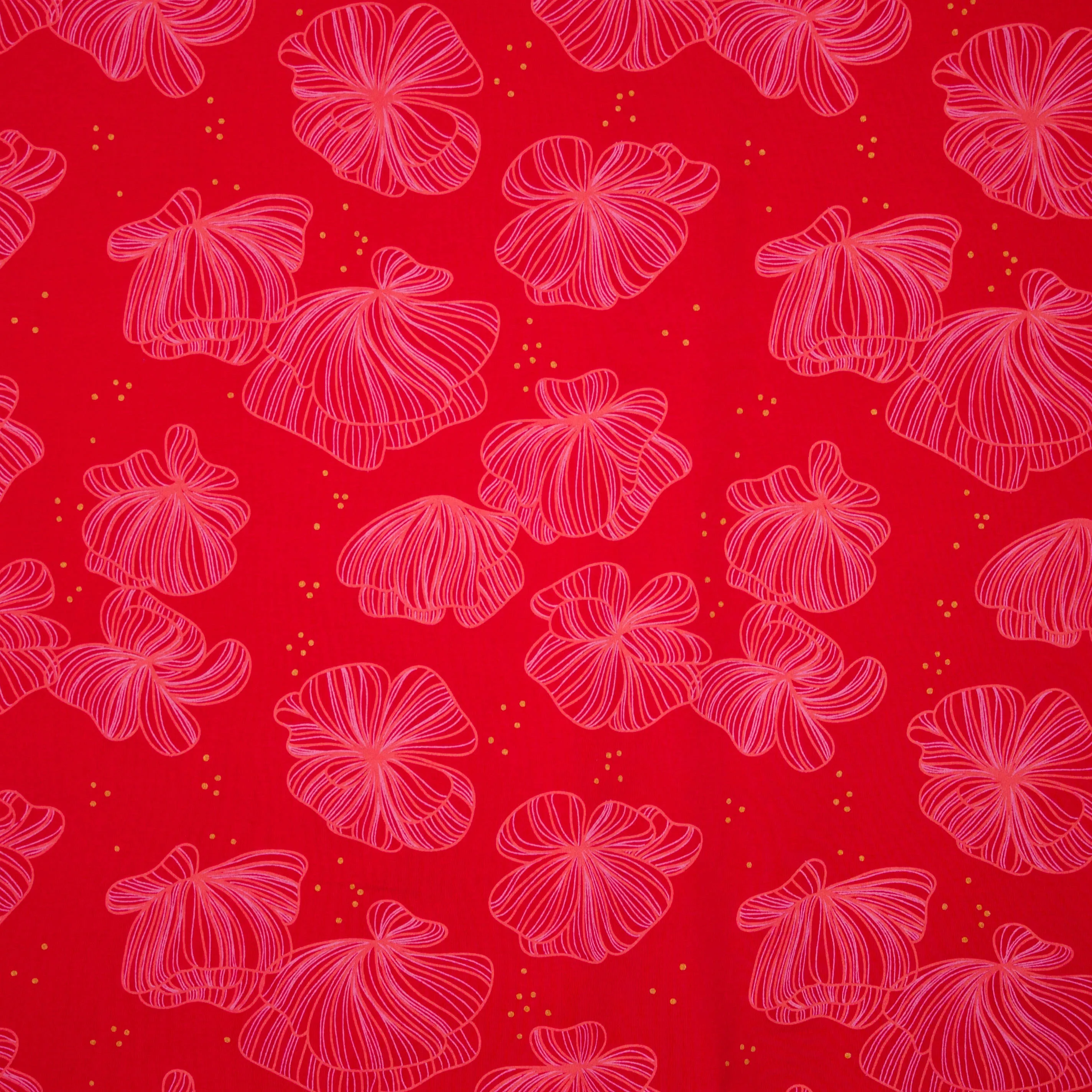 Rode tricot met roze bloemen van 'Lillestoff'