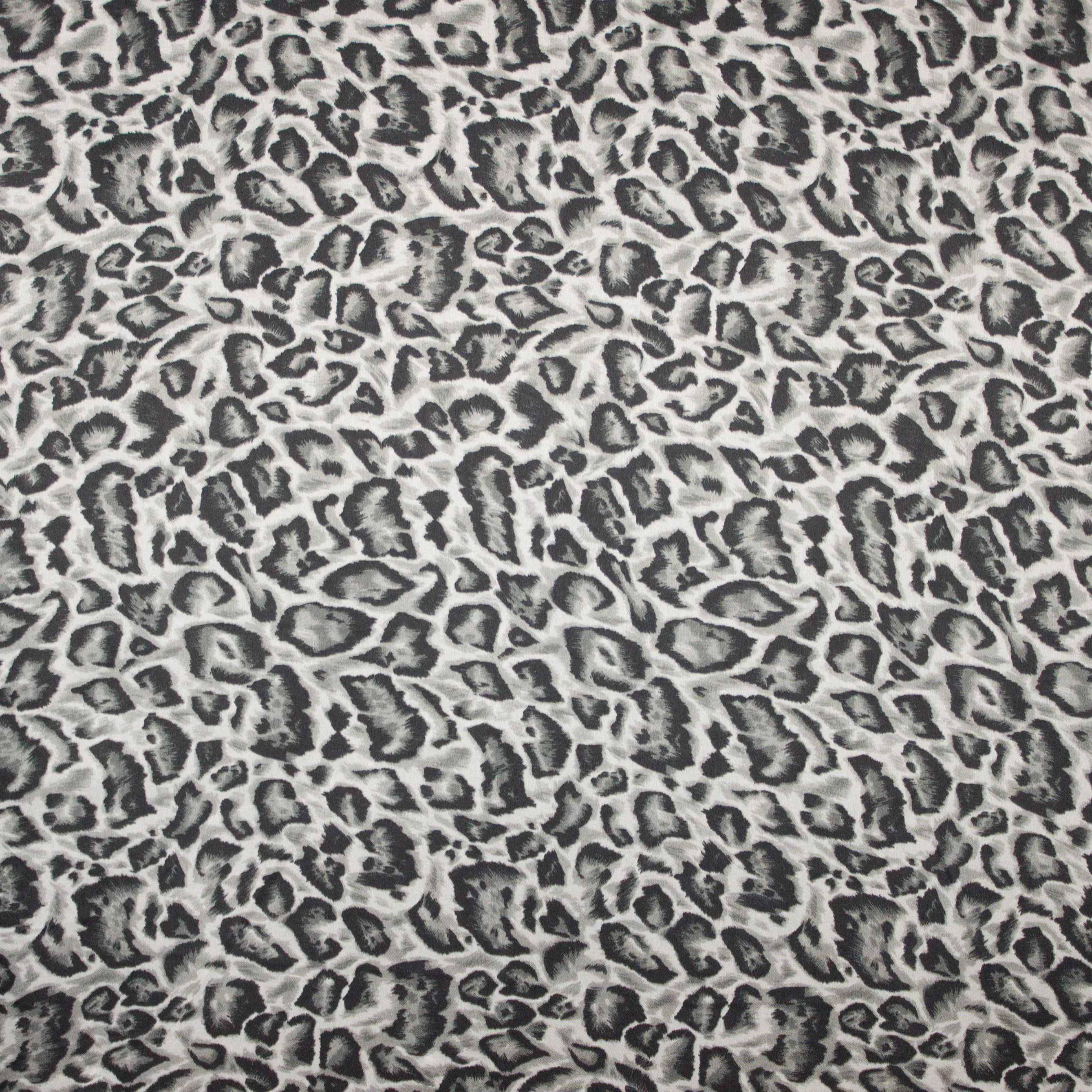 Polyester met luipaardprint in grijs, zwart en wit