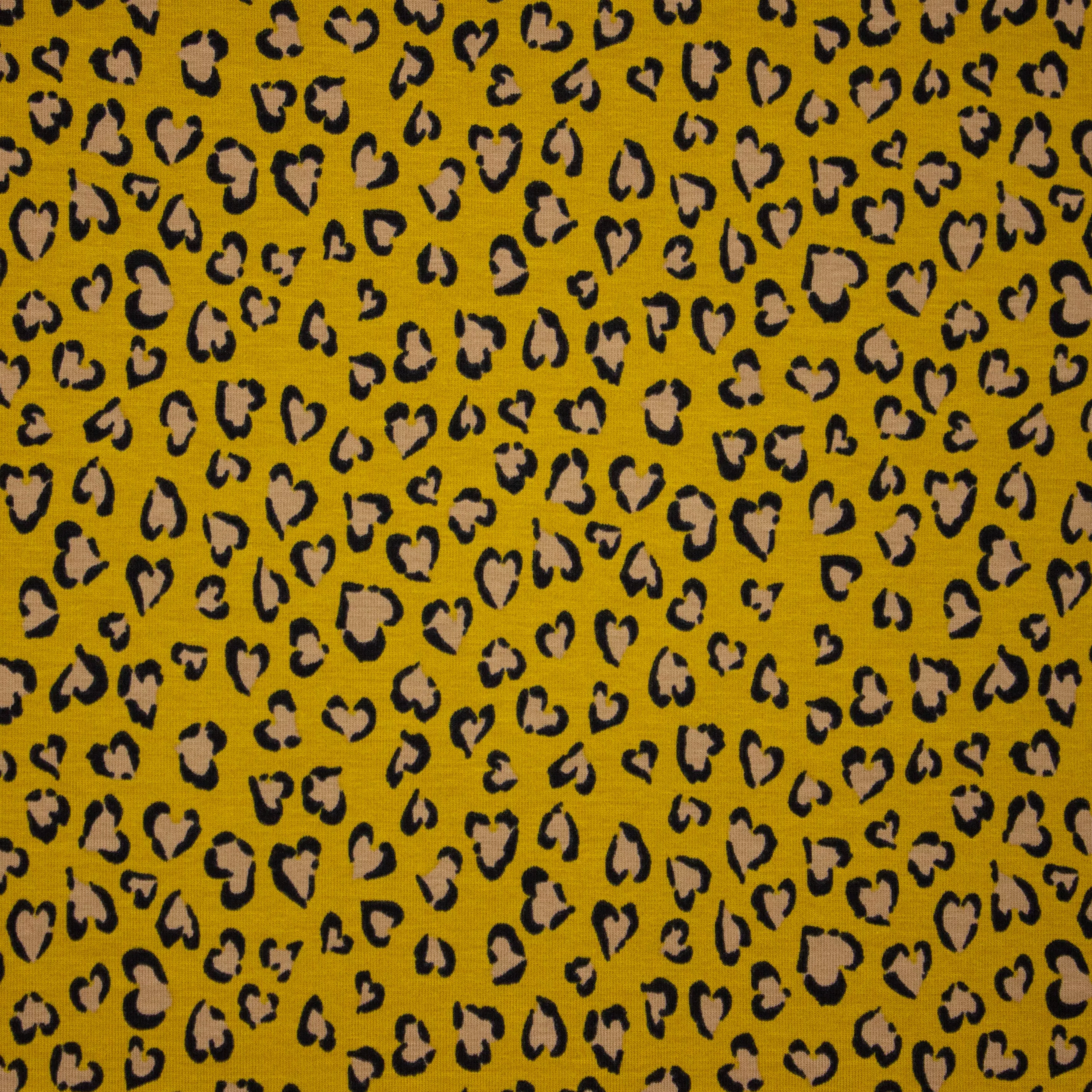 Gele katoen tricot met luipaardprint