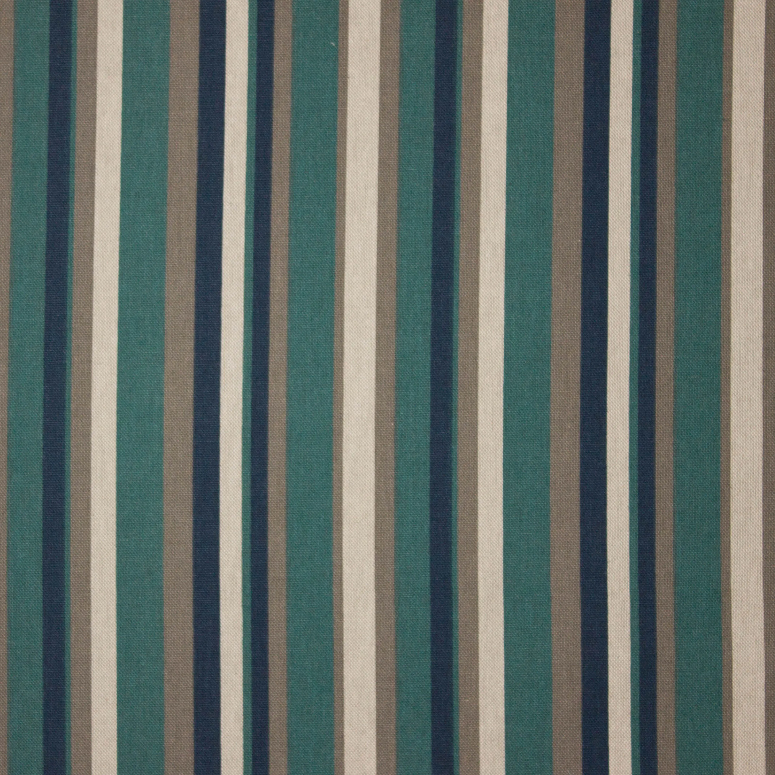 Gestreepte canvas in ecru, grijs, blauw en groen