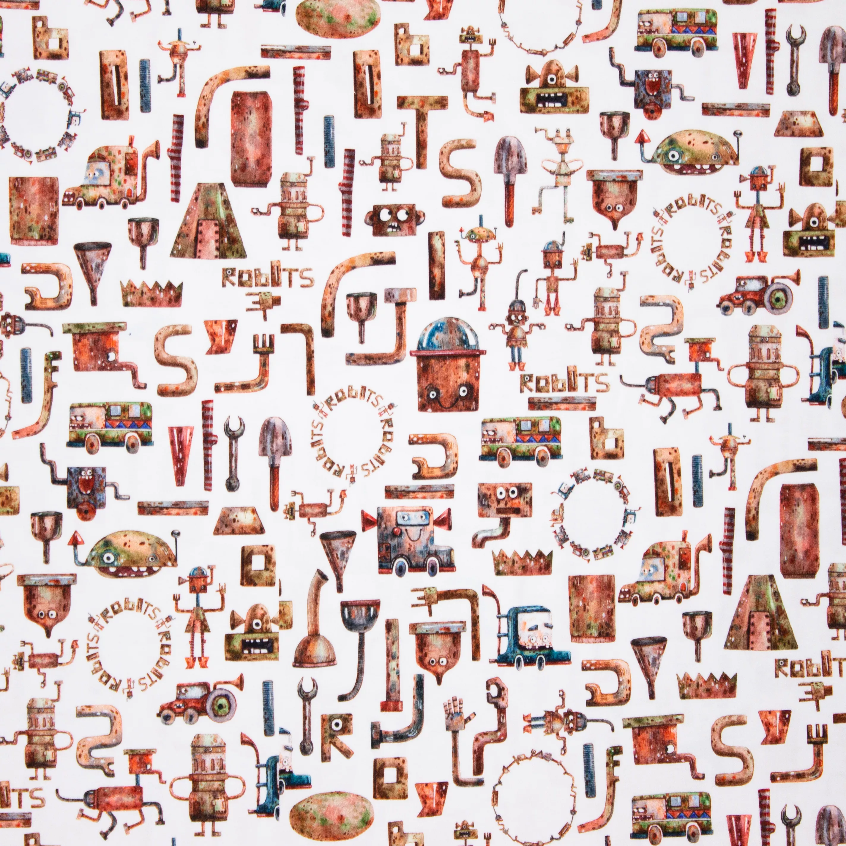 Witte tricot met robots