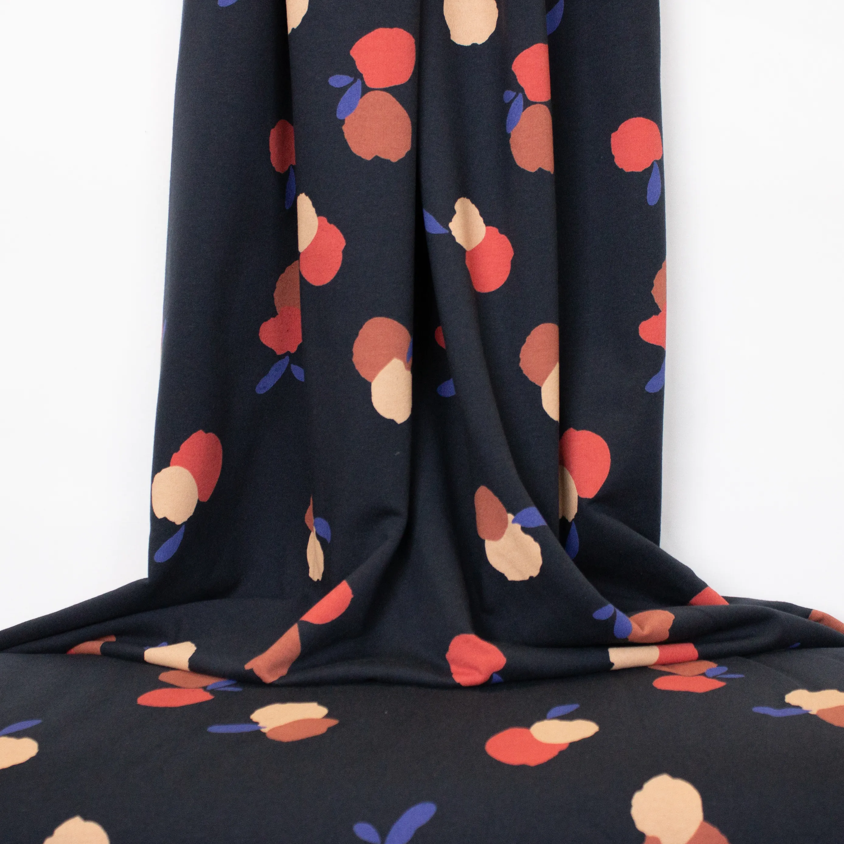 Zwarte french terry met abstract perzikmotief -  Atelier Brunette