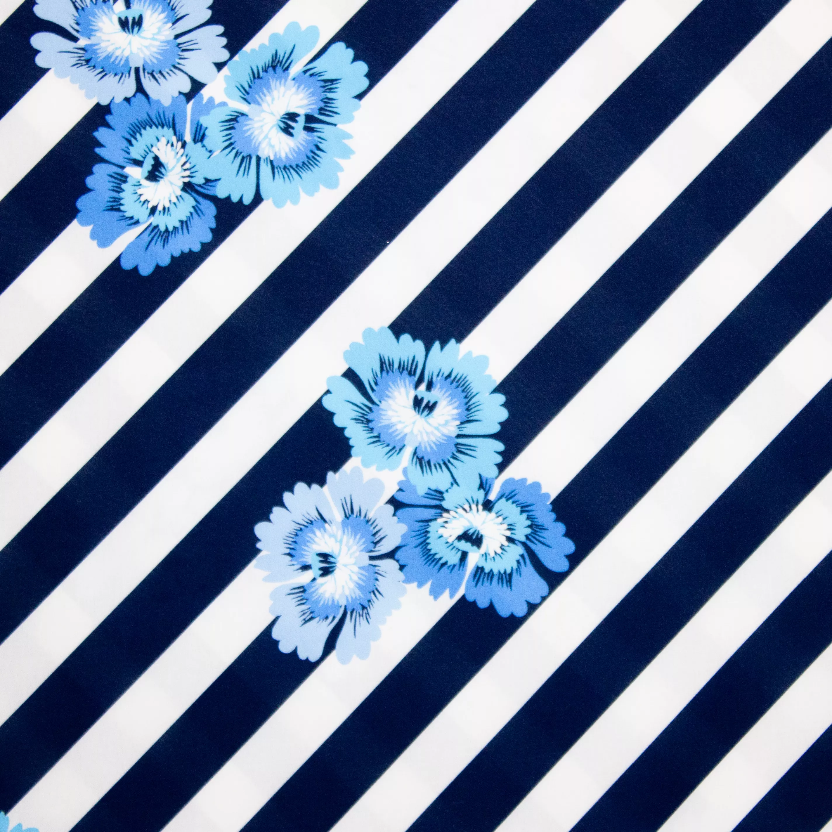 Polyester stretch met strepen en bloemen