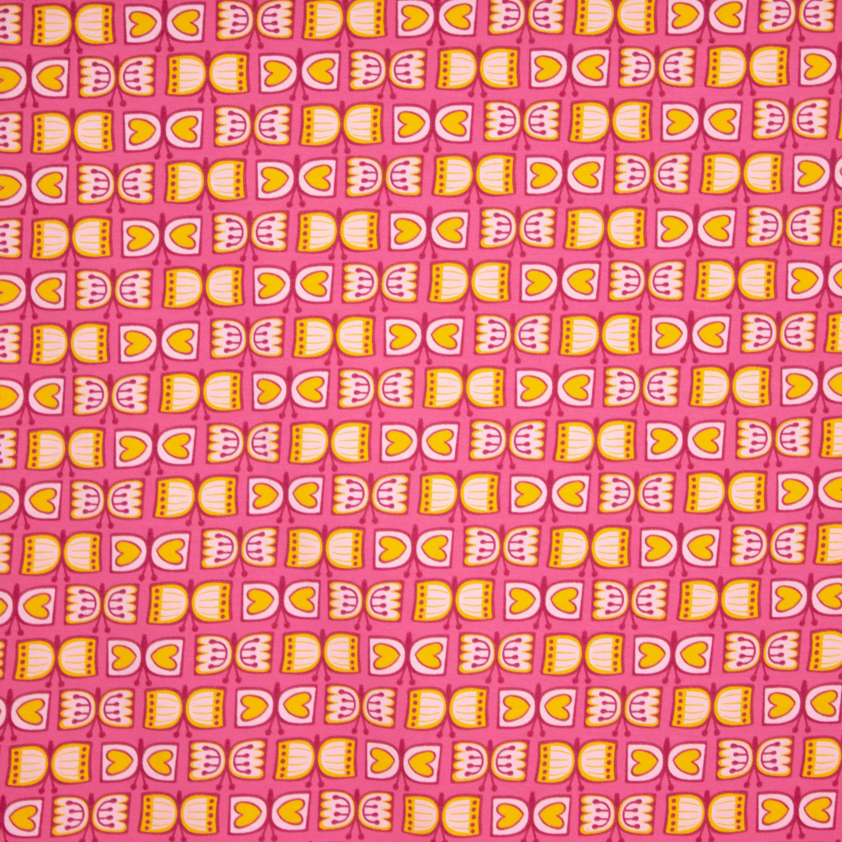 Katoentricot roze met vlinders