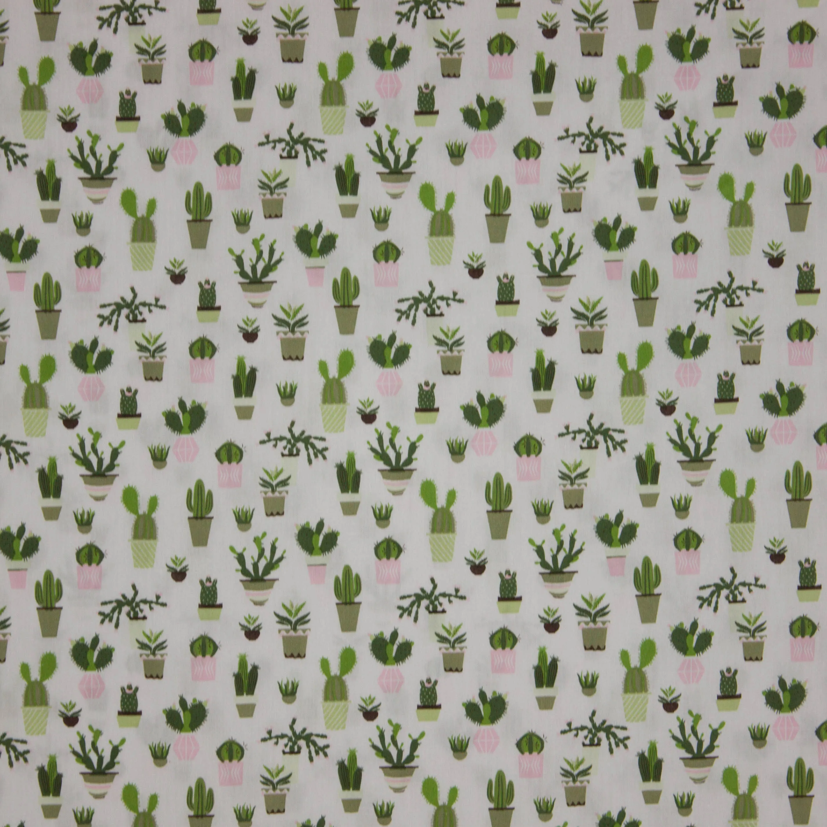 Katoent wit met cactussen motief