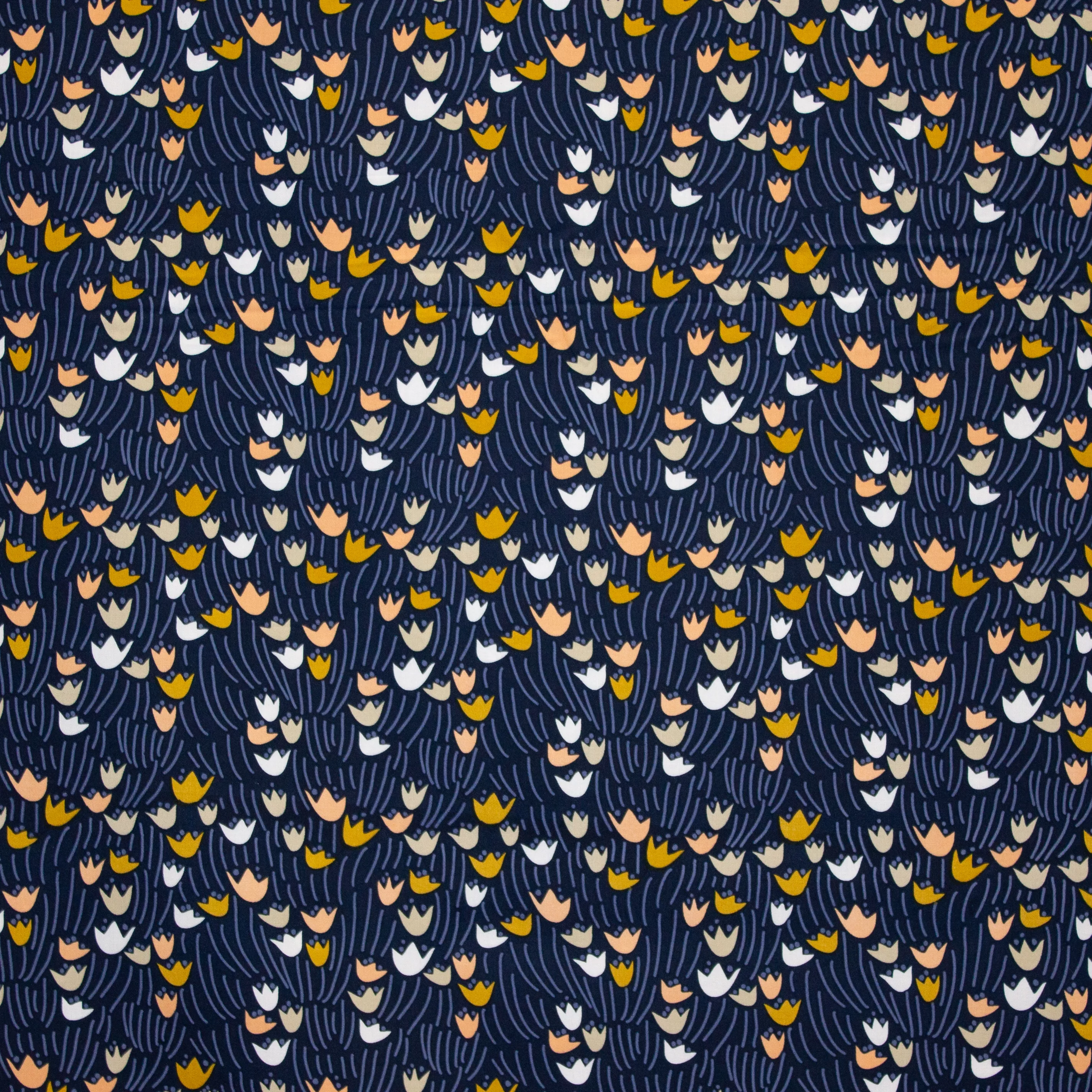 Blauwe viscose met tulpen van Cloud 9