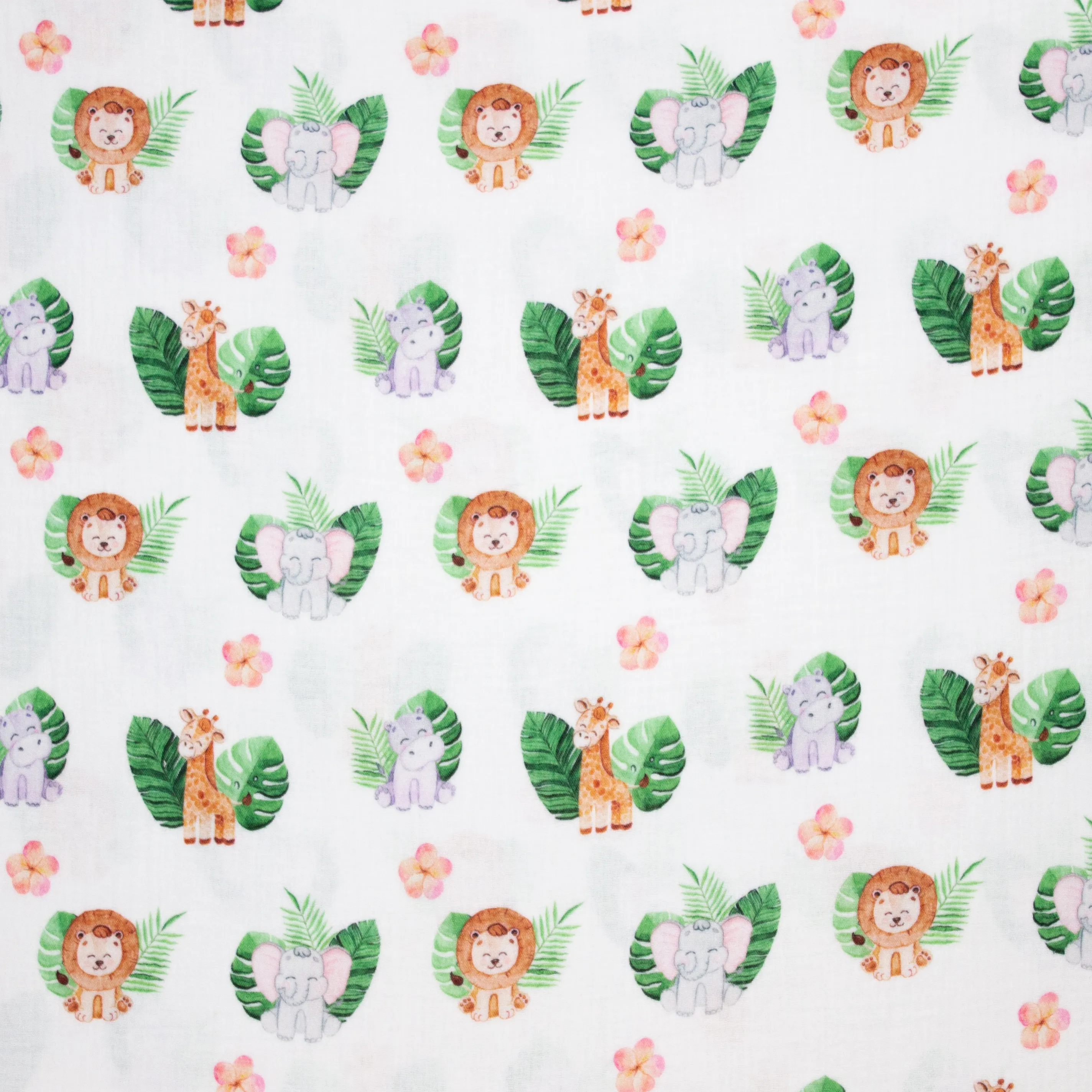 Witte Double Gauze met Dieren