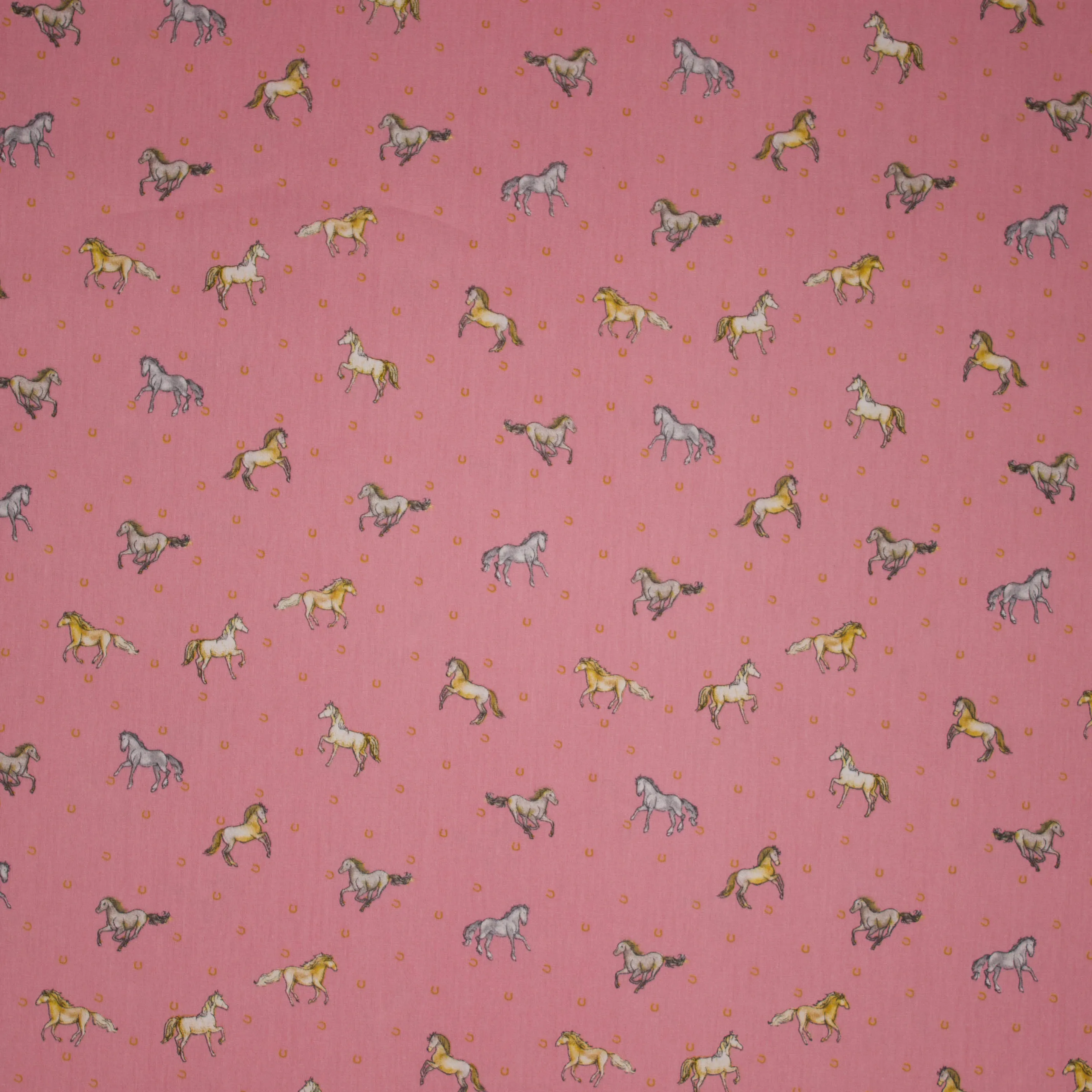 Roze katoentje met paarden 'Good Luck Horse van Poppy'