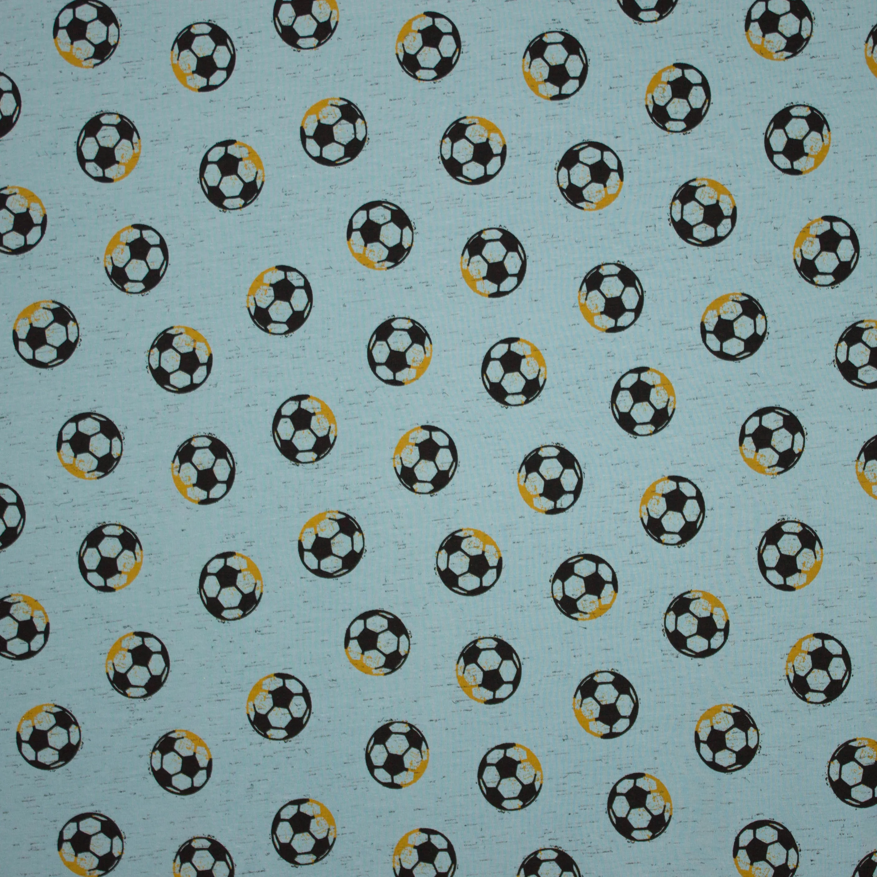 Lichtblauwe tricot met voetballen 'Football Fun' van Poppy'
