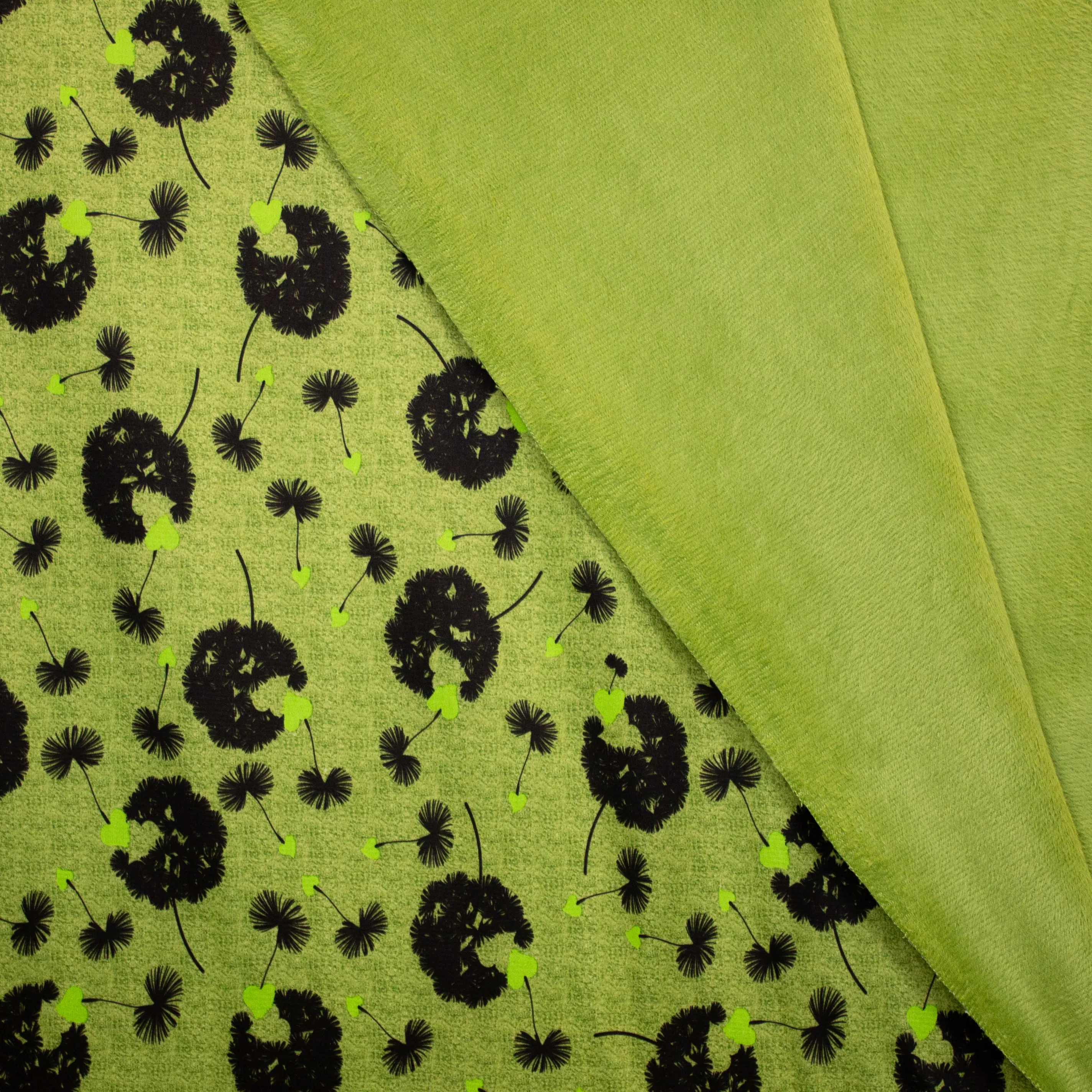Groene Sweaterstof met Bloemen en Zachte Achterkant