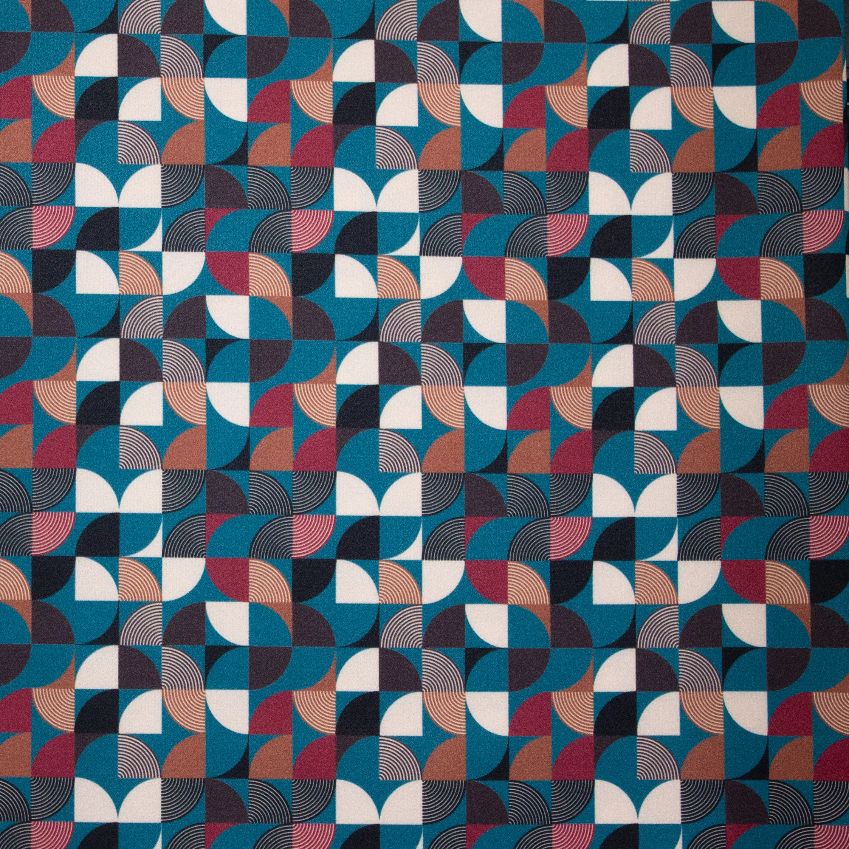 Blauwgroene Polyester met Boogpatroon