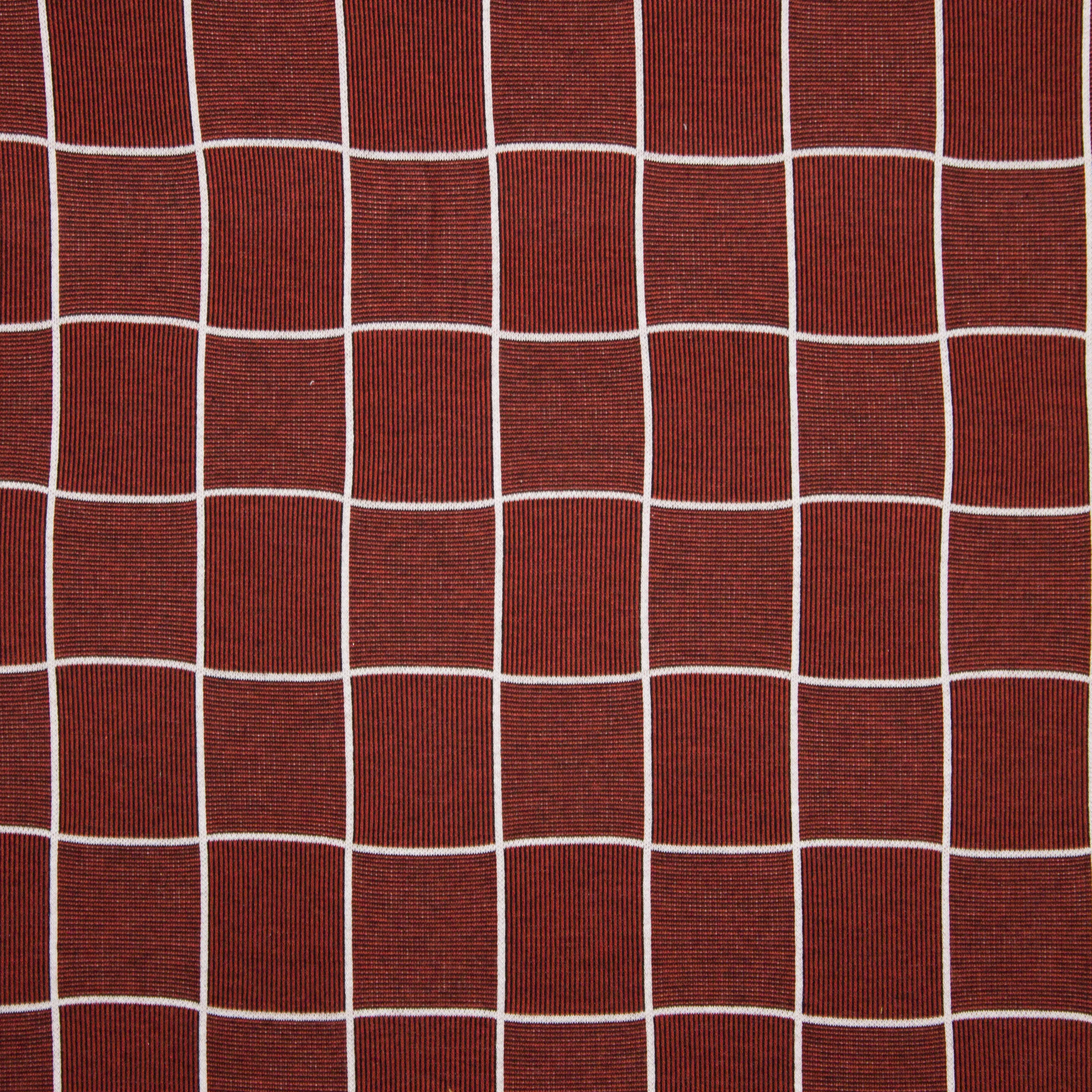 Geruite sweaterstof in bordeaux, zwart en wit