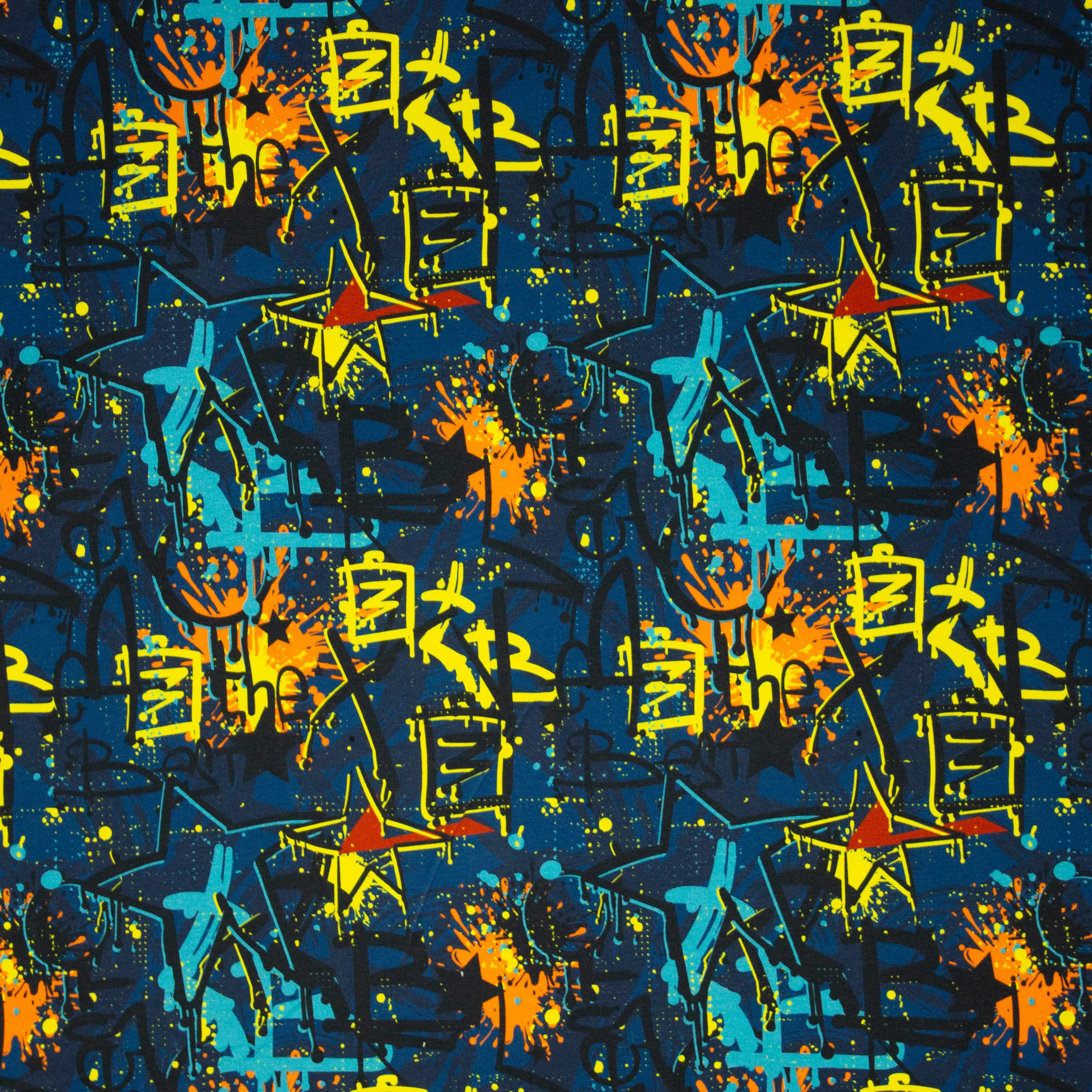 French terry met graffiti print met gemoltoneerde achterkant