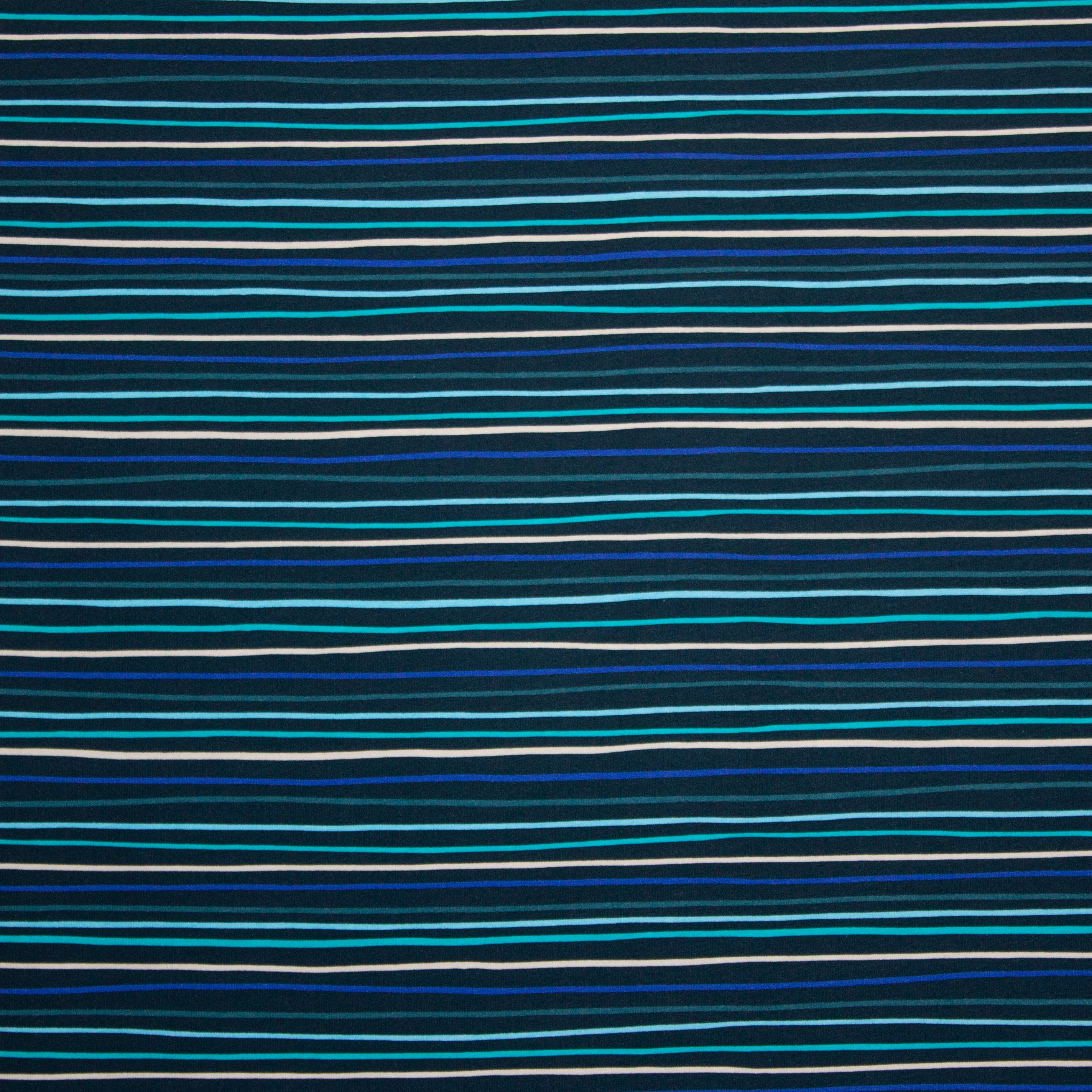 Blauw Groen Gestreepte French Terry