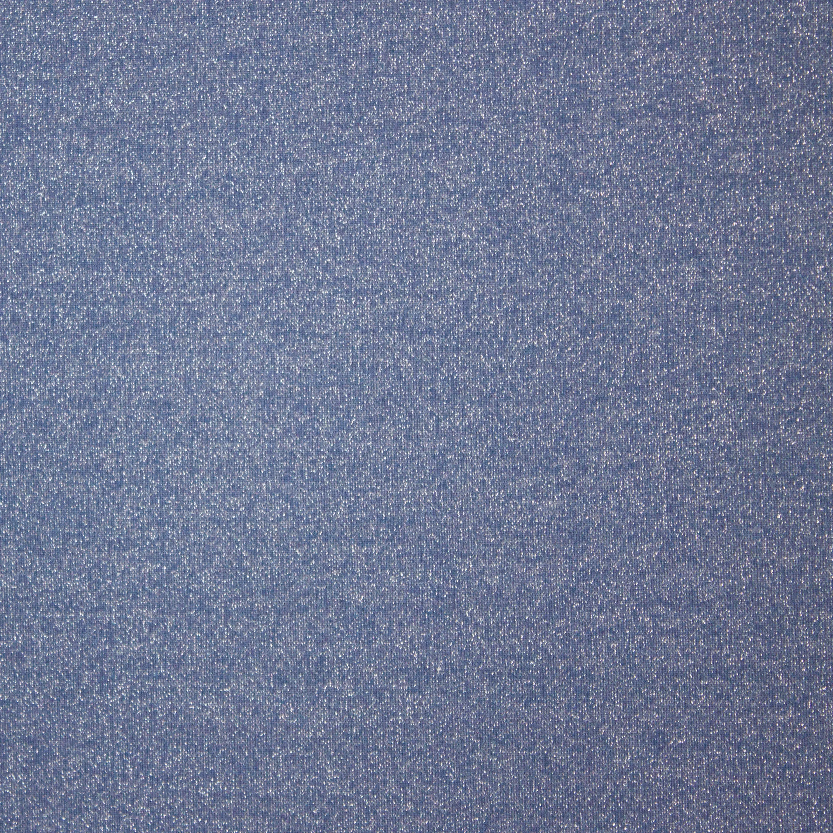 Blauw / grijze sweaterstof met zilveren glitter