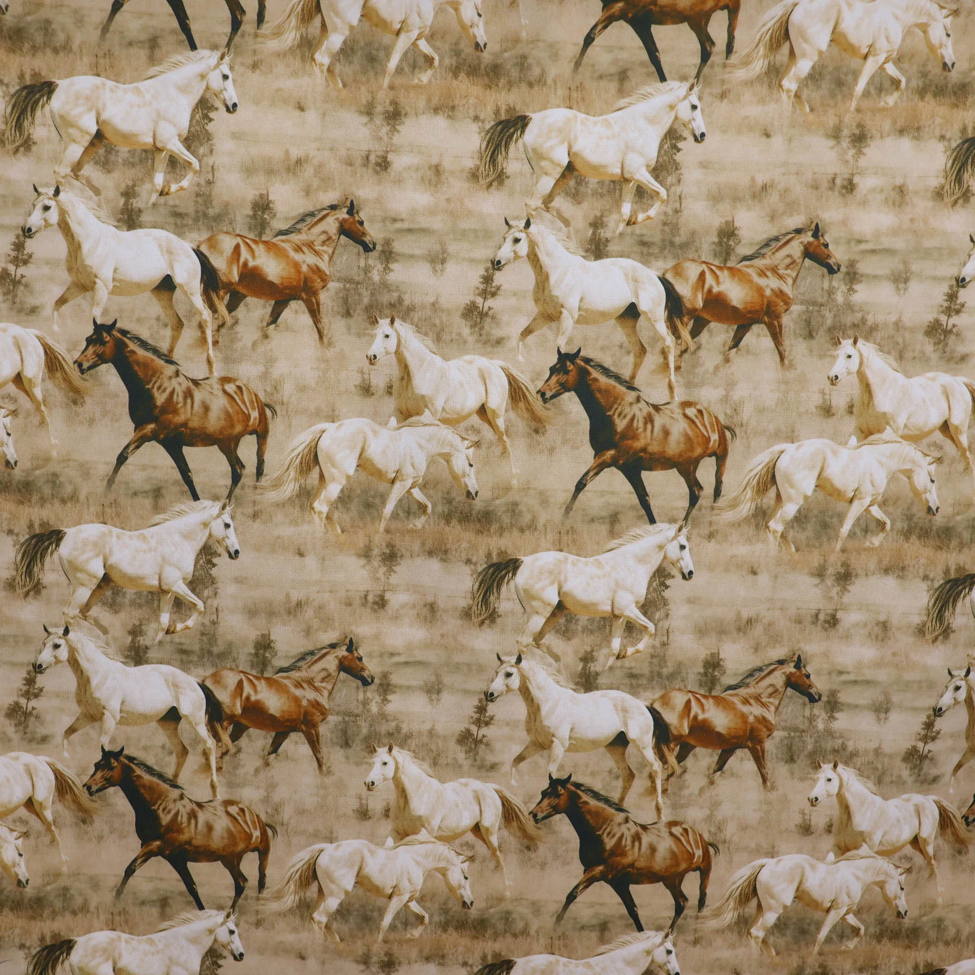 Polyester katoen met paarden print