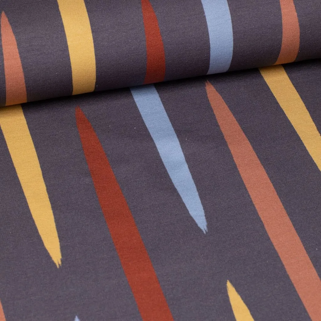 Grijze french terry 'Multi stripes' van Eva Mouton