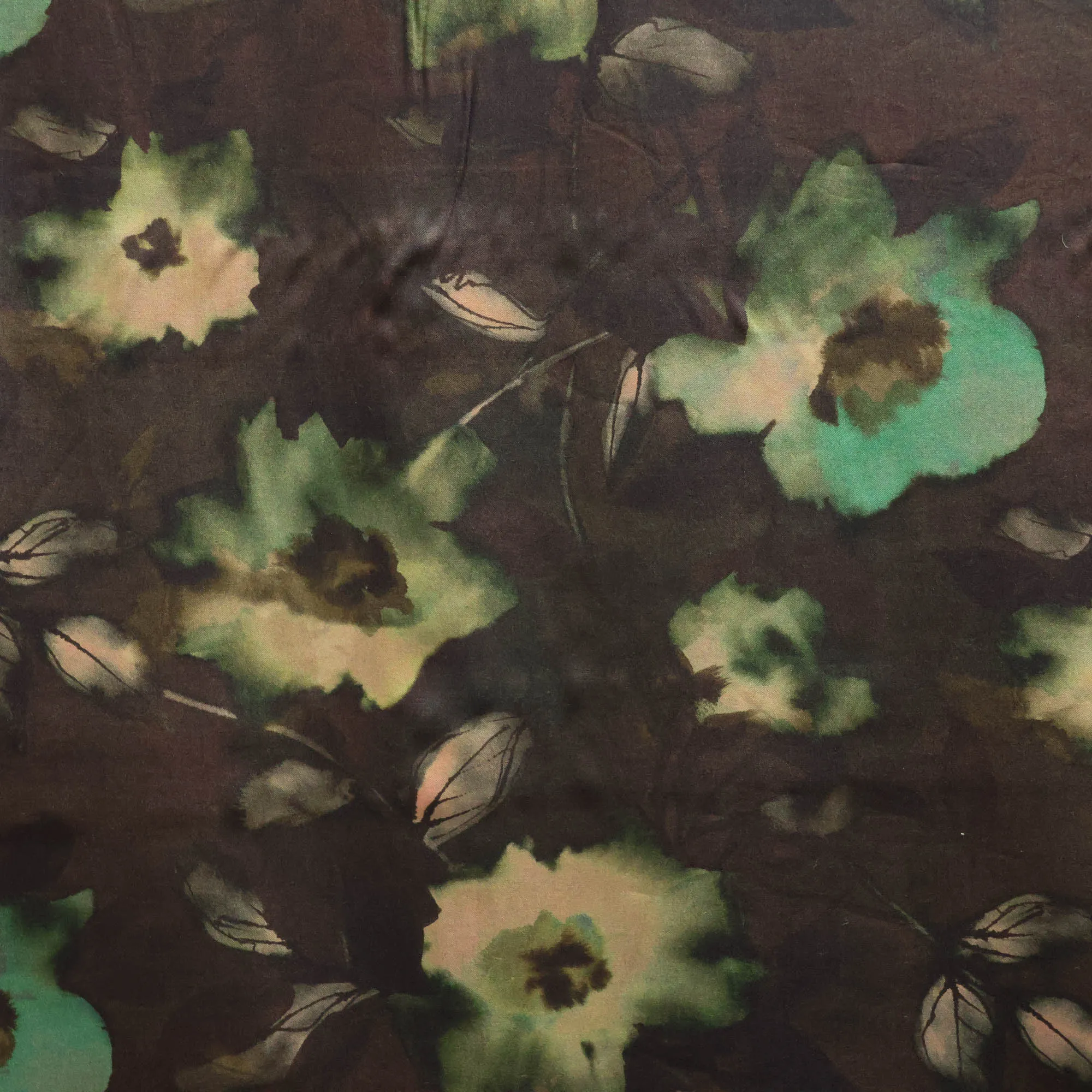 Viscose bruin met groene print - A La Ville