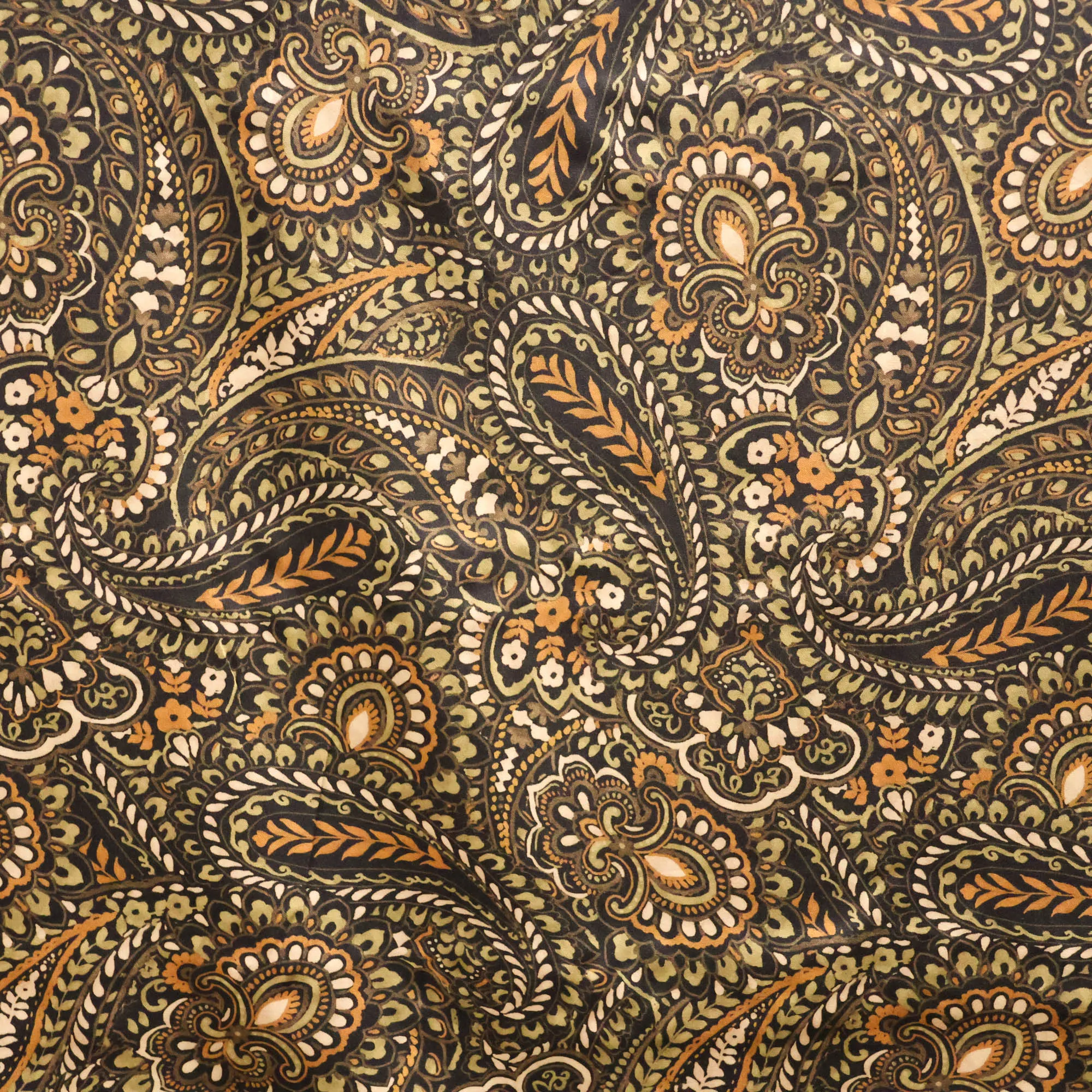 Viscose met kaki en bruine print - A La Ville