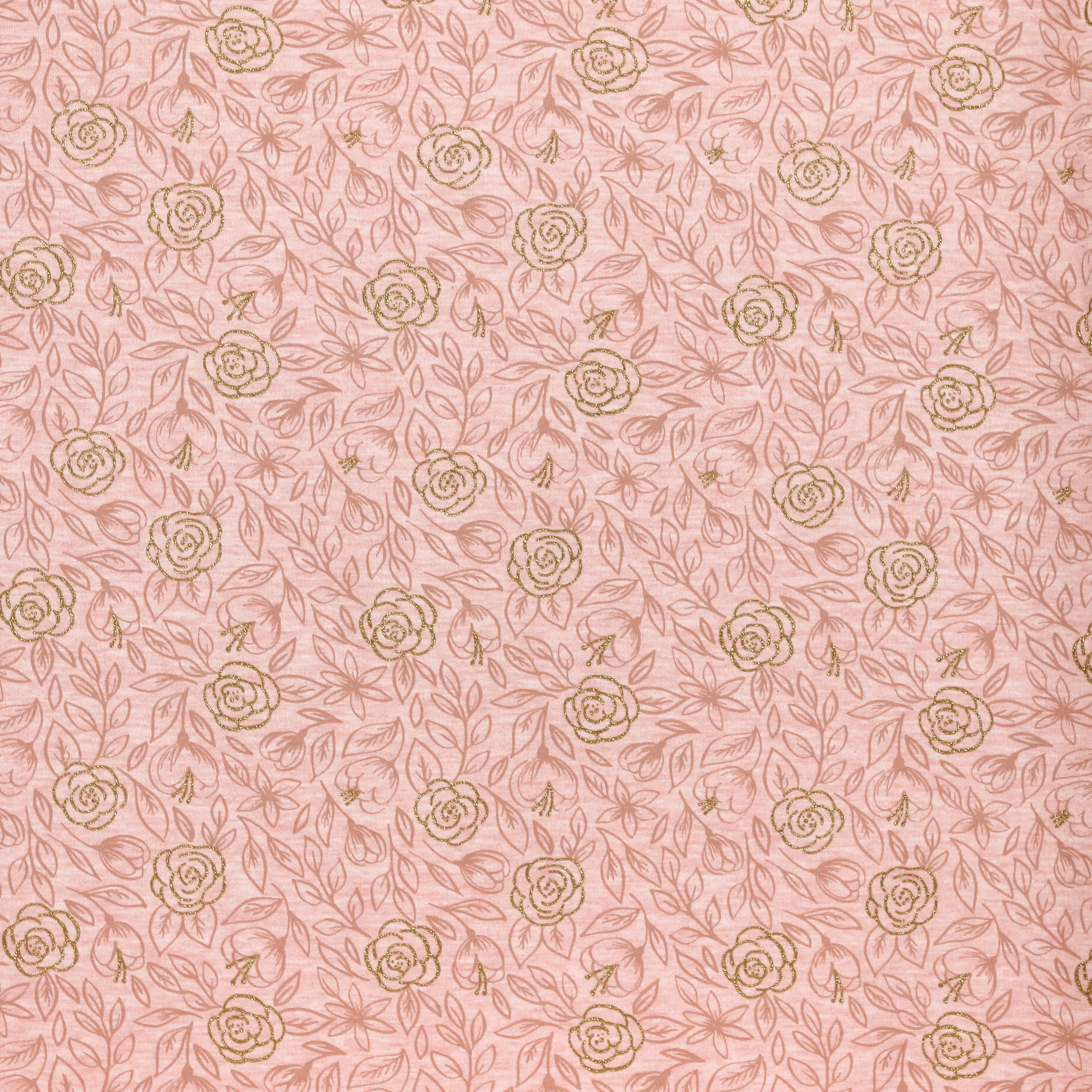 Roze gemêleerde sweater met rozen en glitter - Poppy