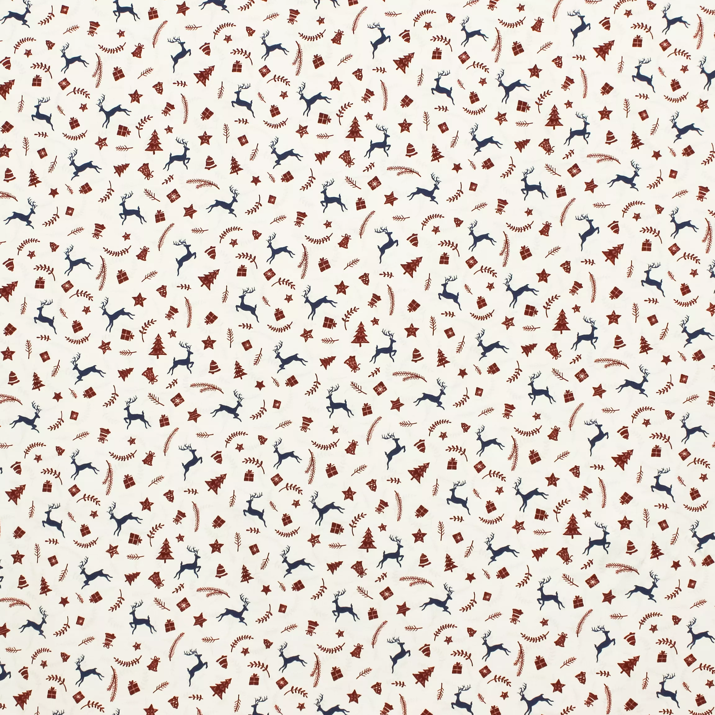 Witte tricot met kerstmotief in blauw en bordeaux