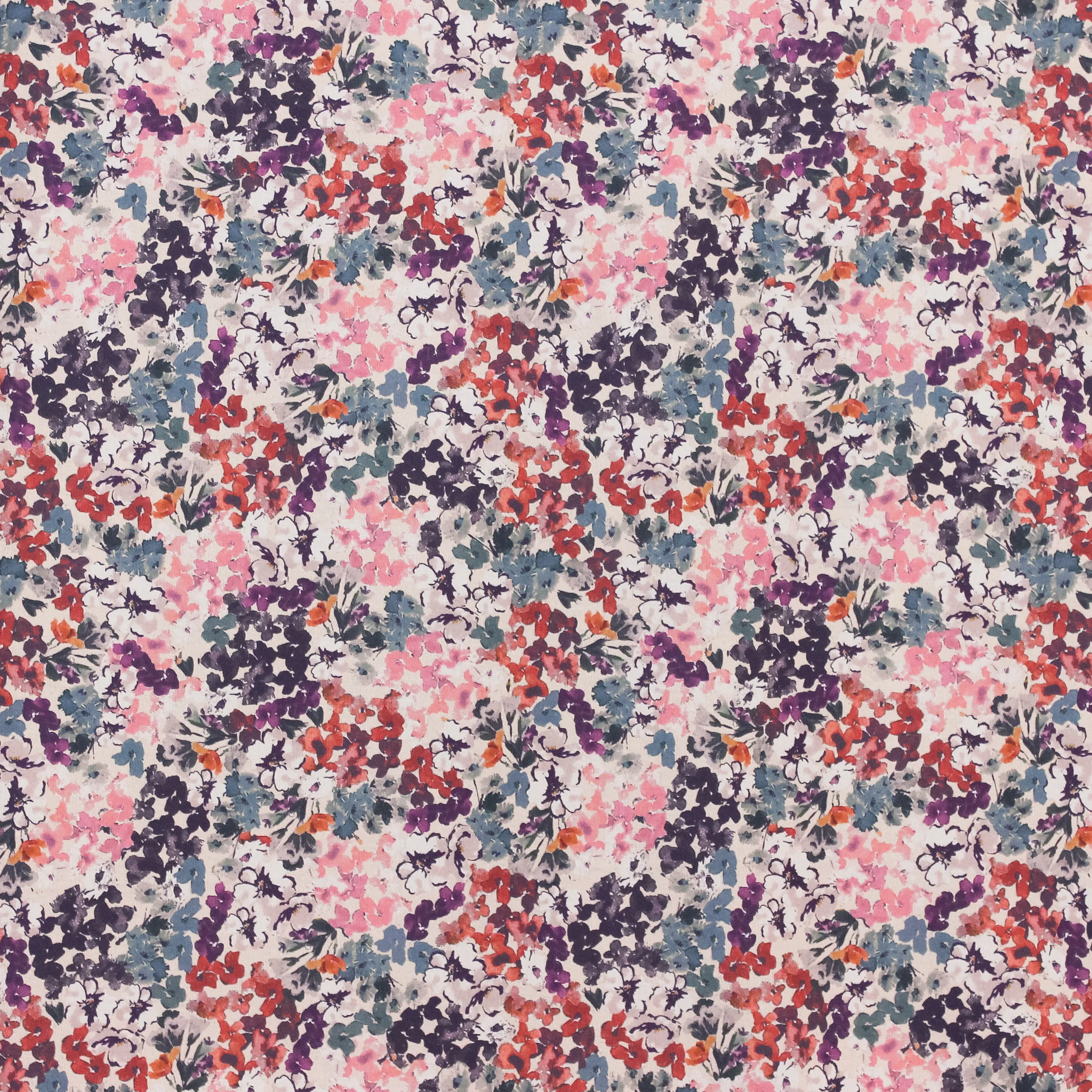 Ecru Polyester Crêpe met Bloemen