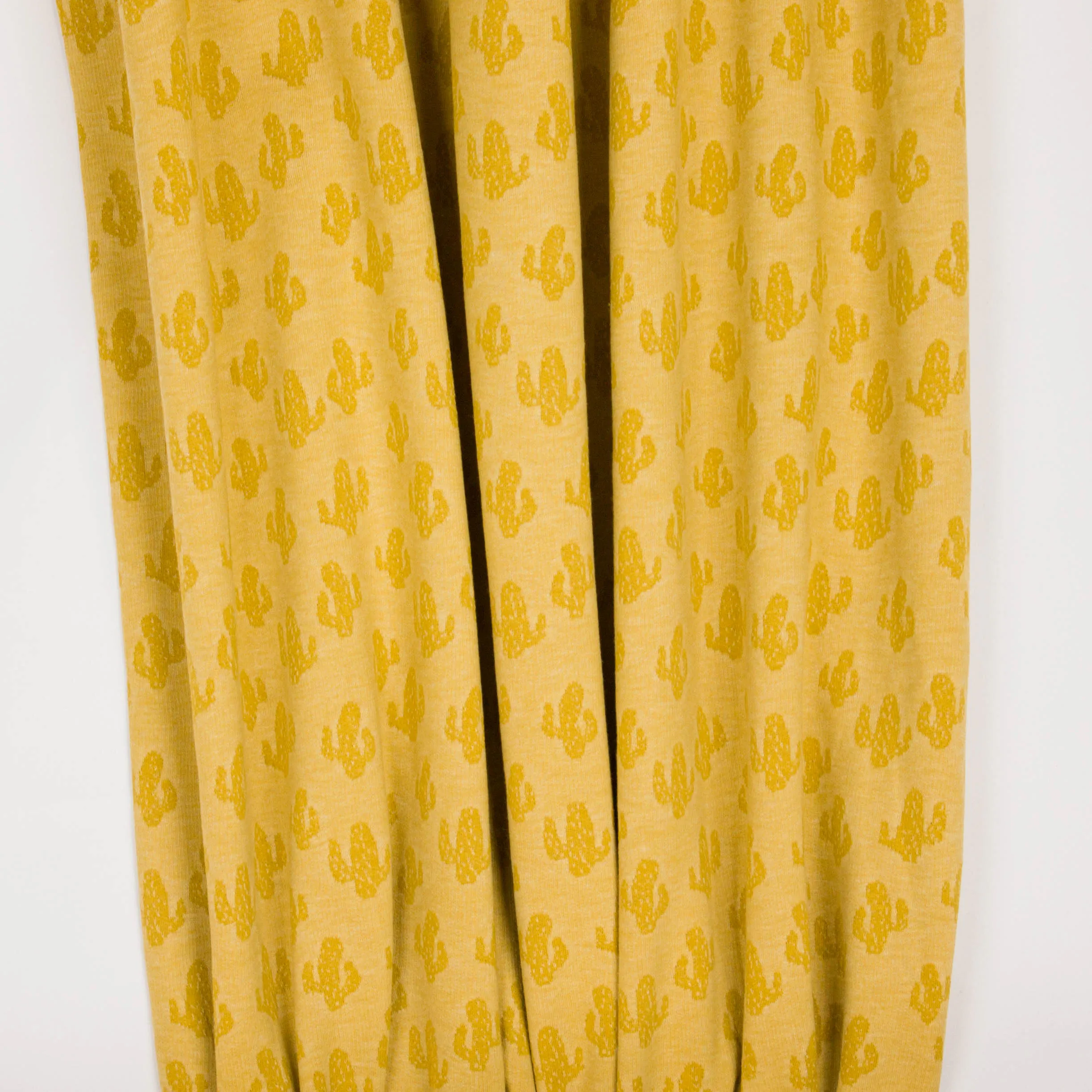 Gele dunne french terry met jacquard cactus