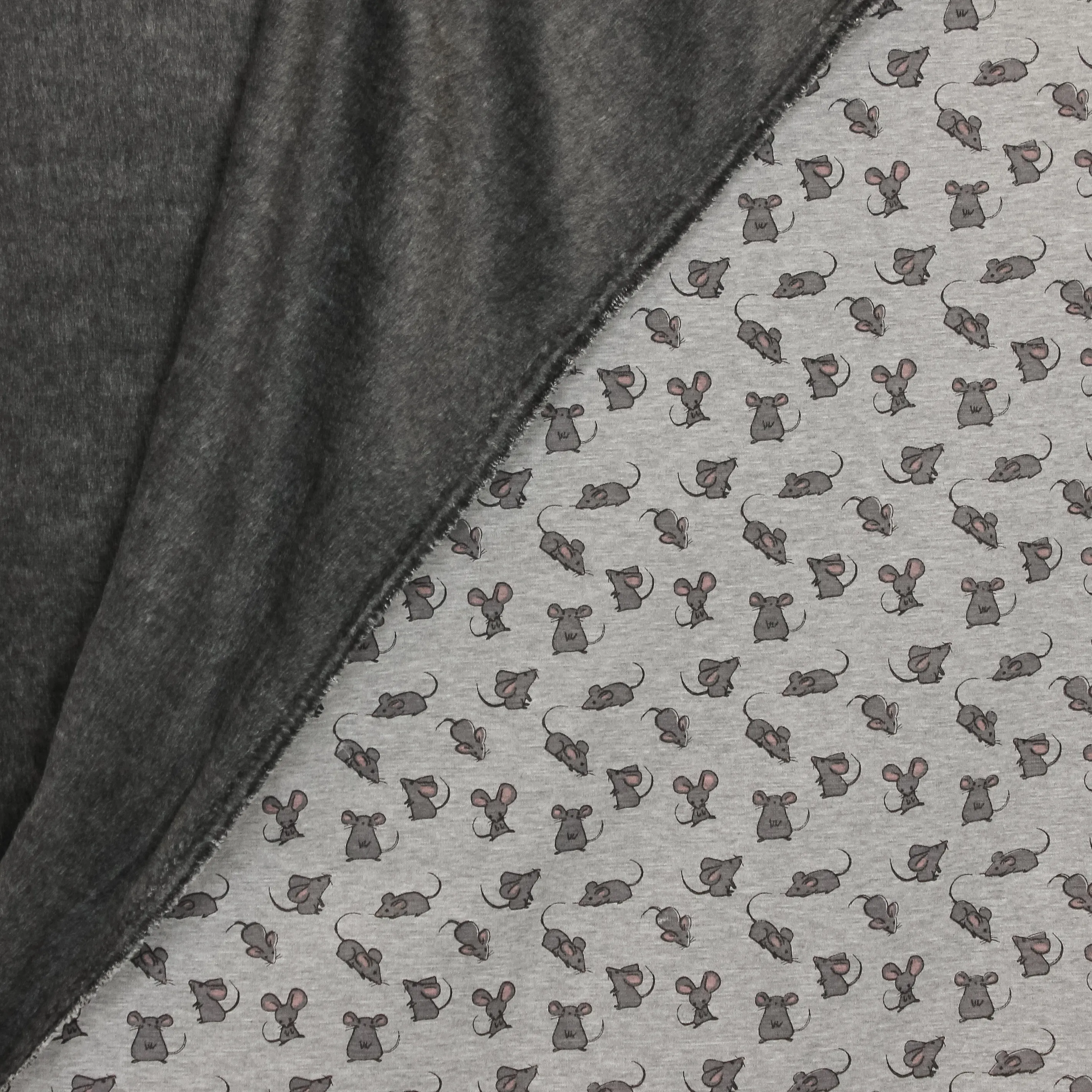 Grijze Sweater met Muizen en Zachte Achterkant