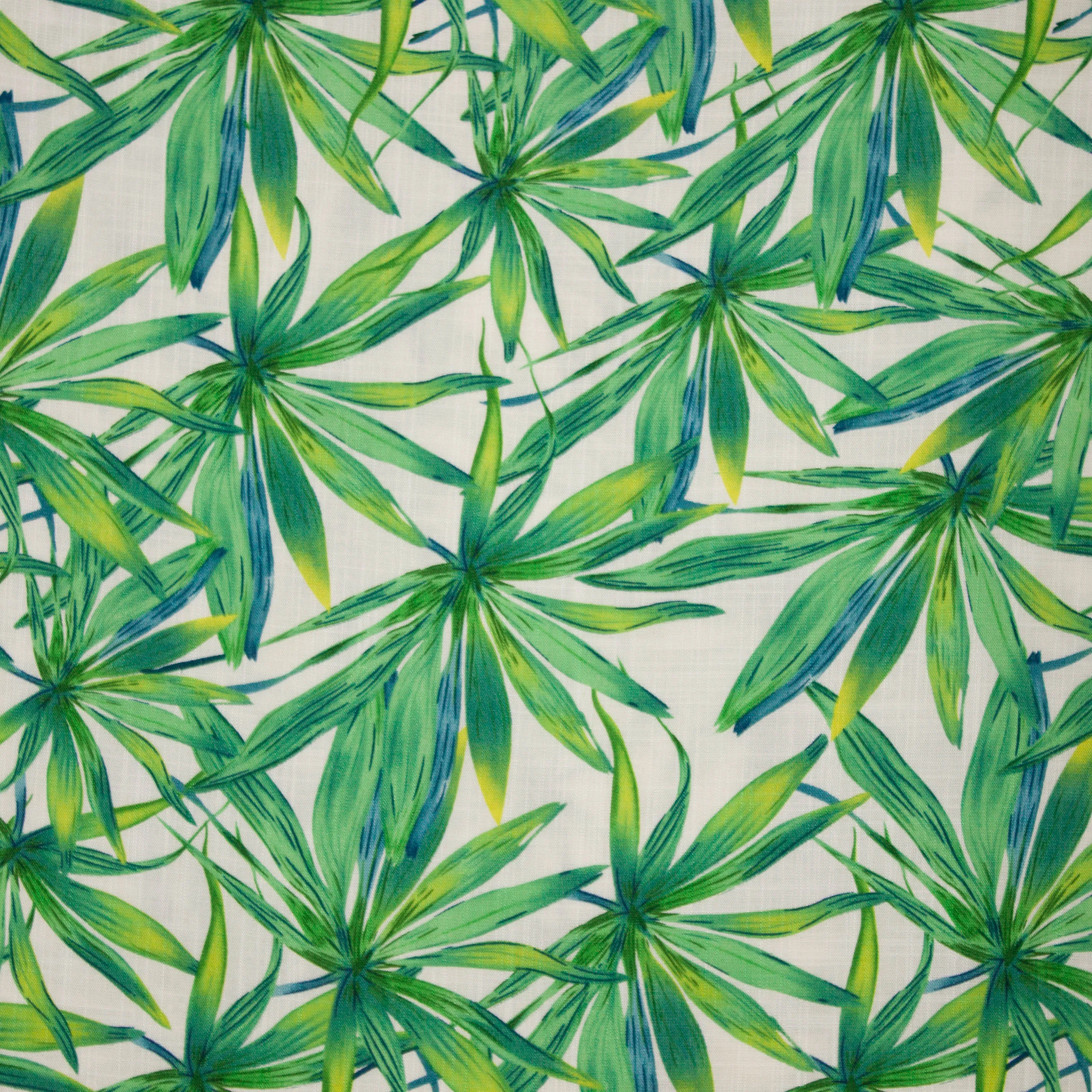 Witte rekbare viscose met tropische bladeren van My Image