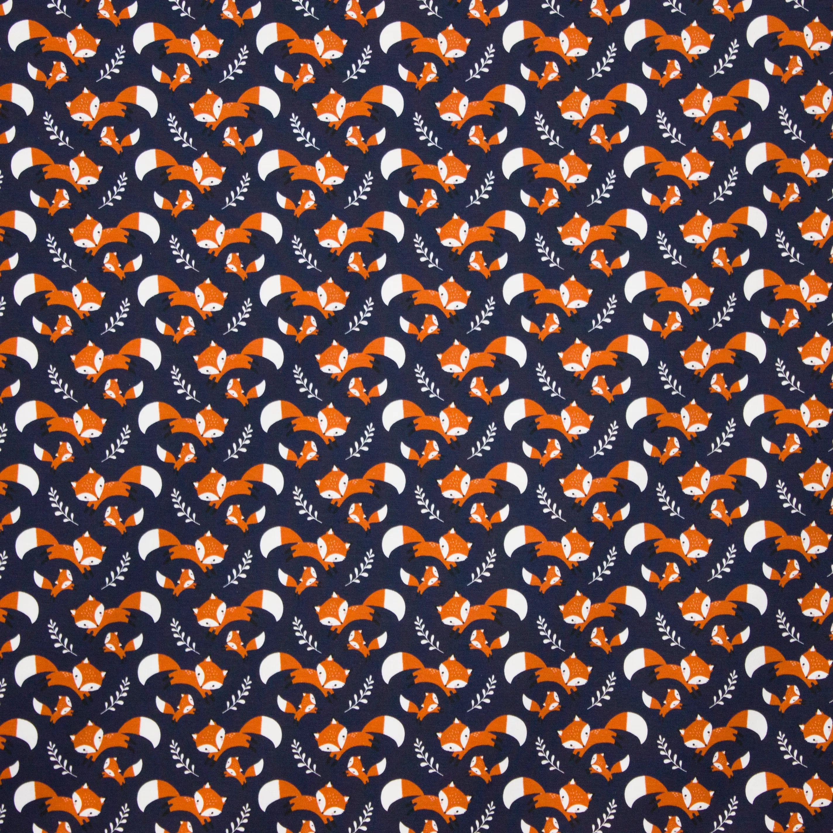 Donker blauwe tricot met vosjes 'Theo'