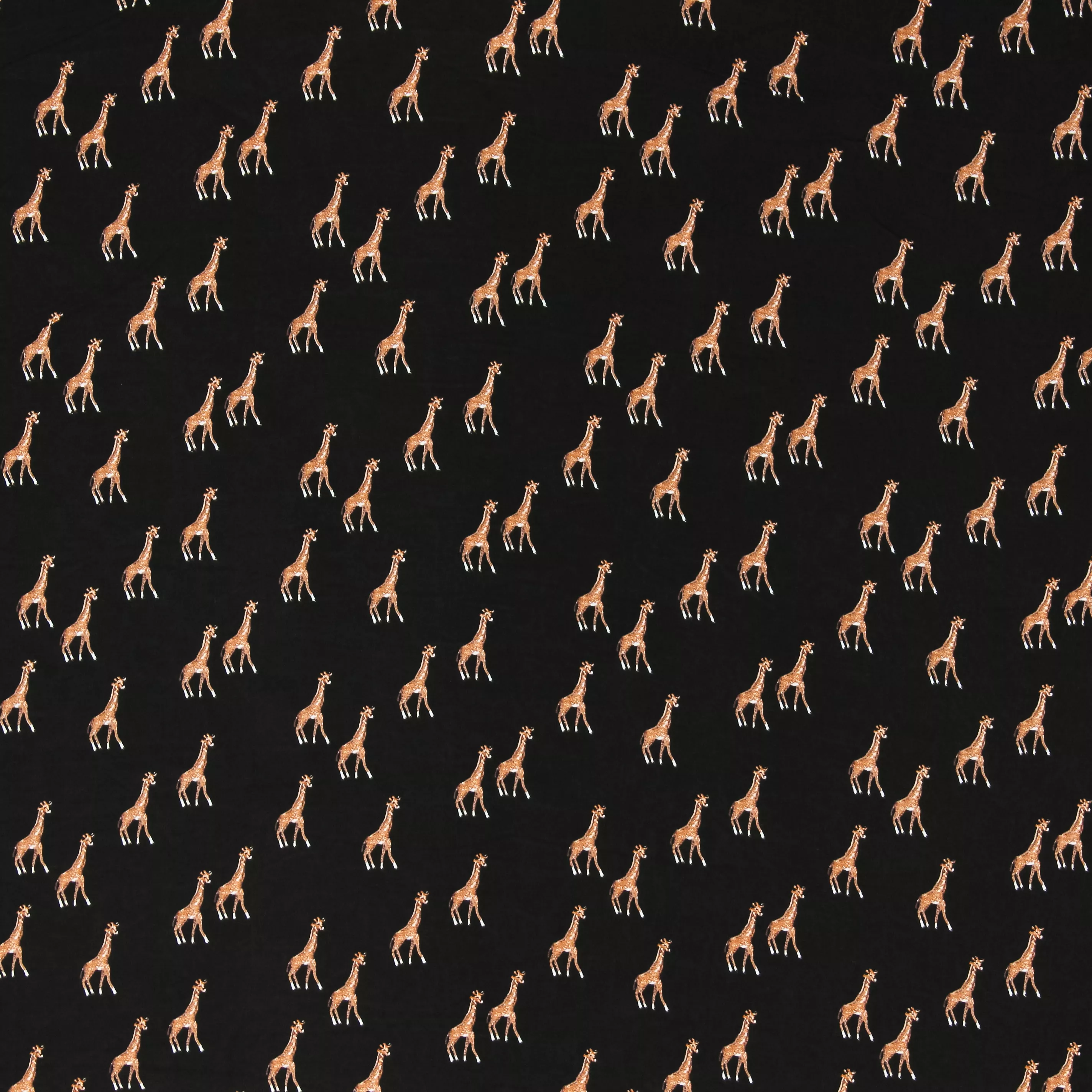 Zwarte viscose met giraffen