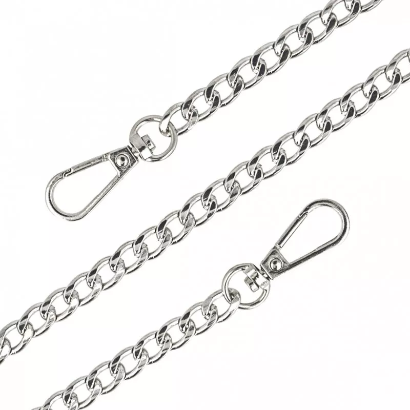 Metalen ketting voor tassen met musketonhaken - zilverkleur - 90 cm